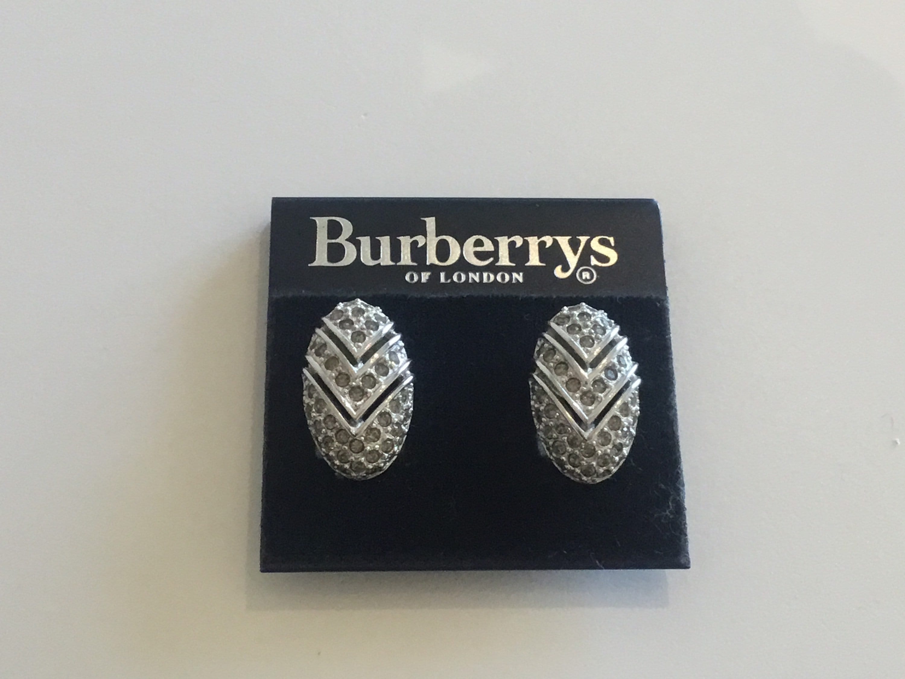 Vintage Earrings | Burberrys Silver Plated Crystal, UK Made Designer Jewelry — photo 2 of 7