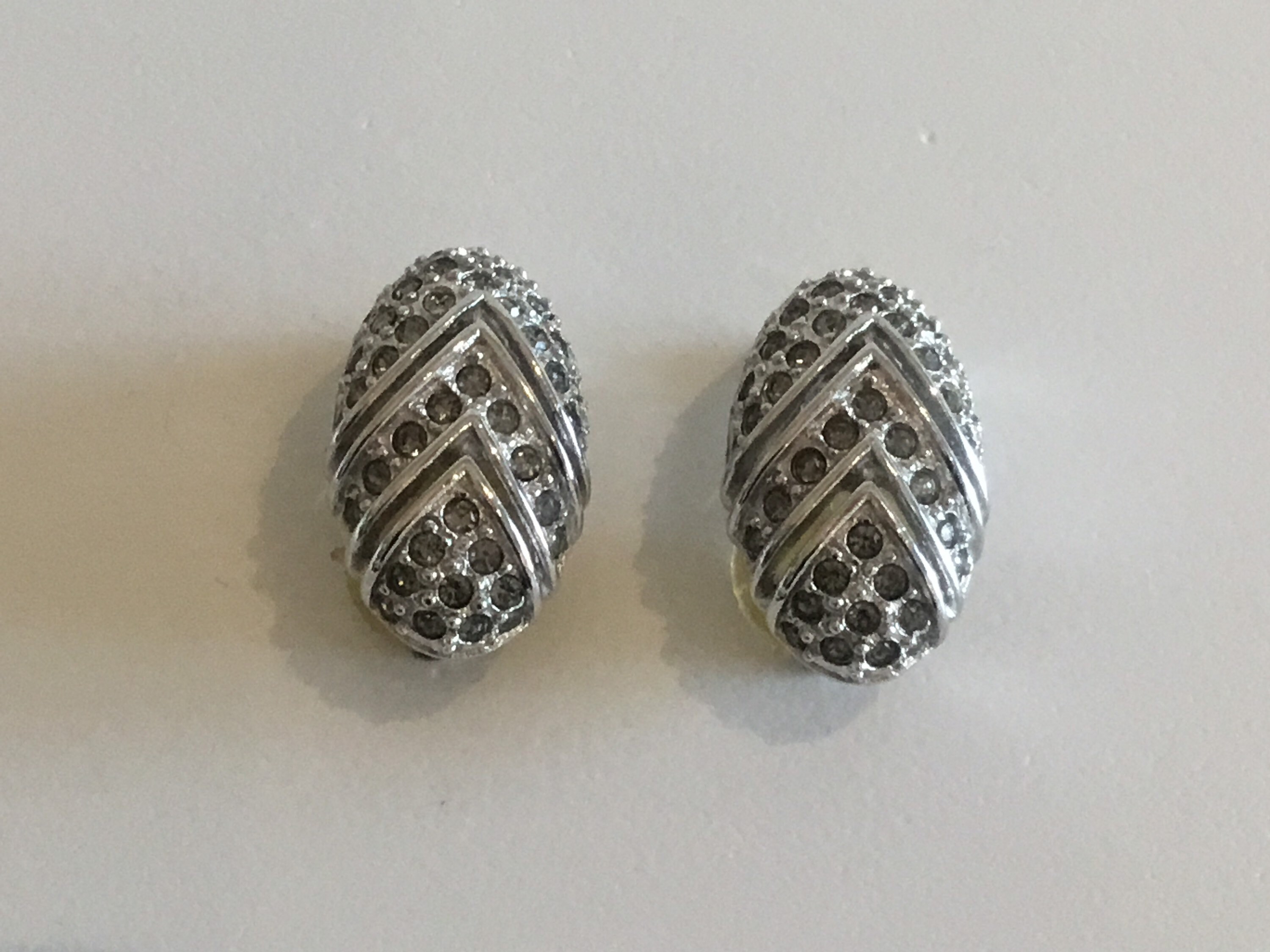 Vintage Earrings | Burberrys Silver Plated Crystal, UK Made Designer Jewelry — photo 3 of 7