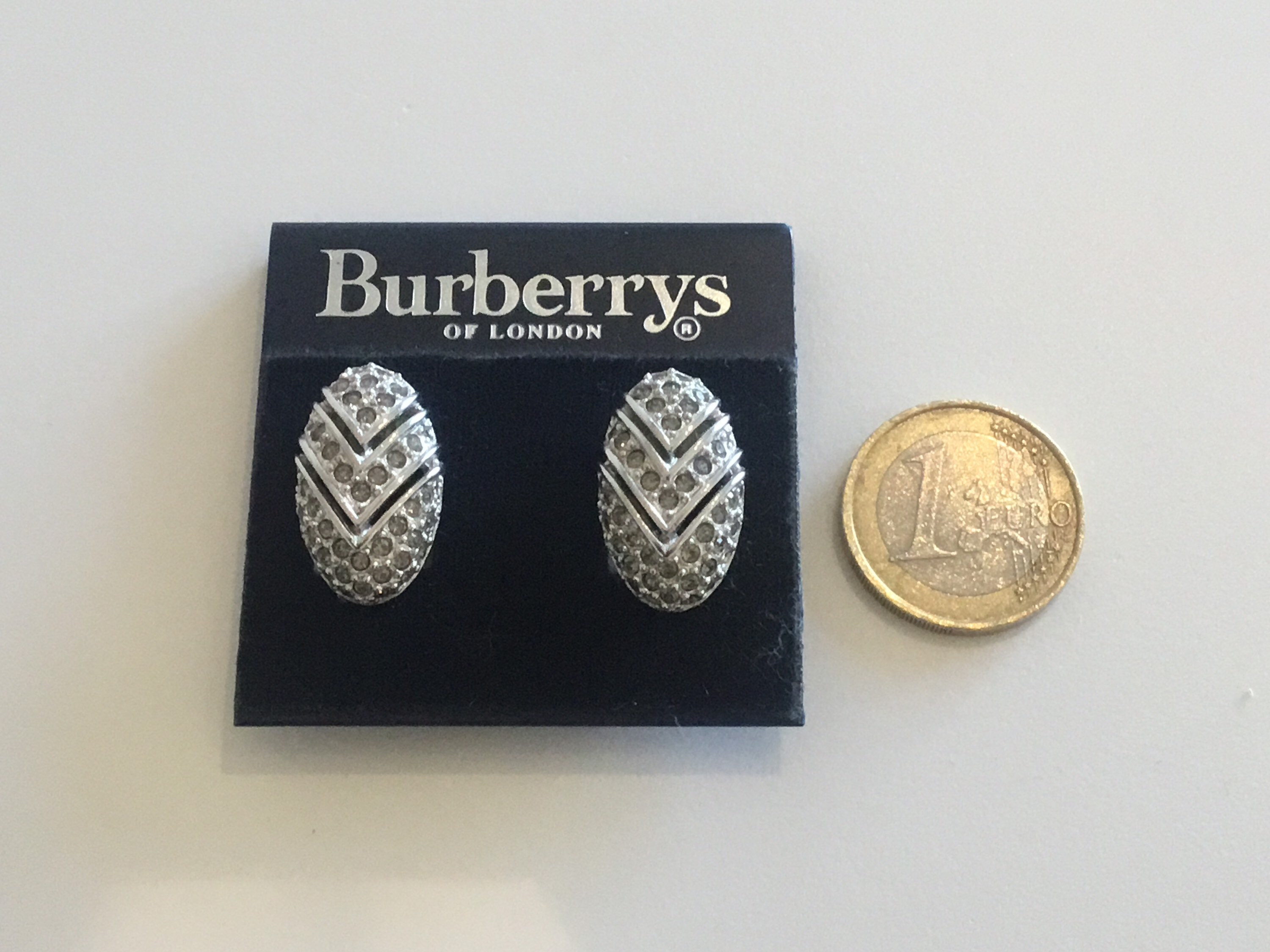 Vintage Earrings | Burberrys Silver Plated Crystal, UK Made Designer Jewelry — photo 4 of 7