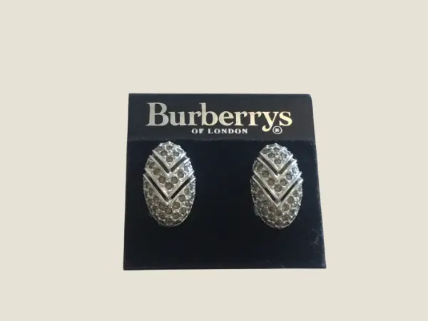 Vintage Earrings | Burberrys Silver Plated Crystal, UK Made Designer Jewelry
