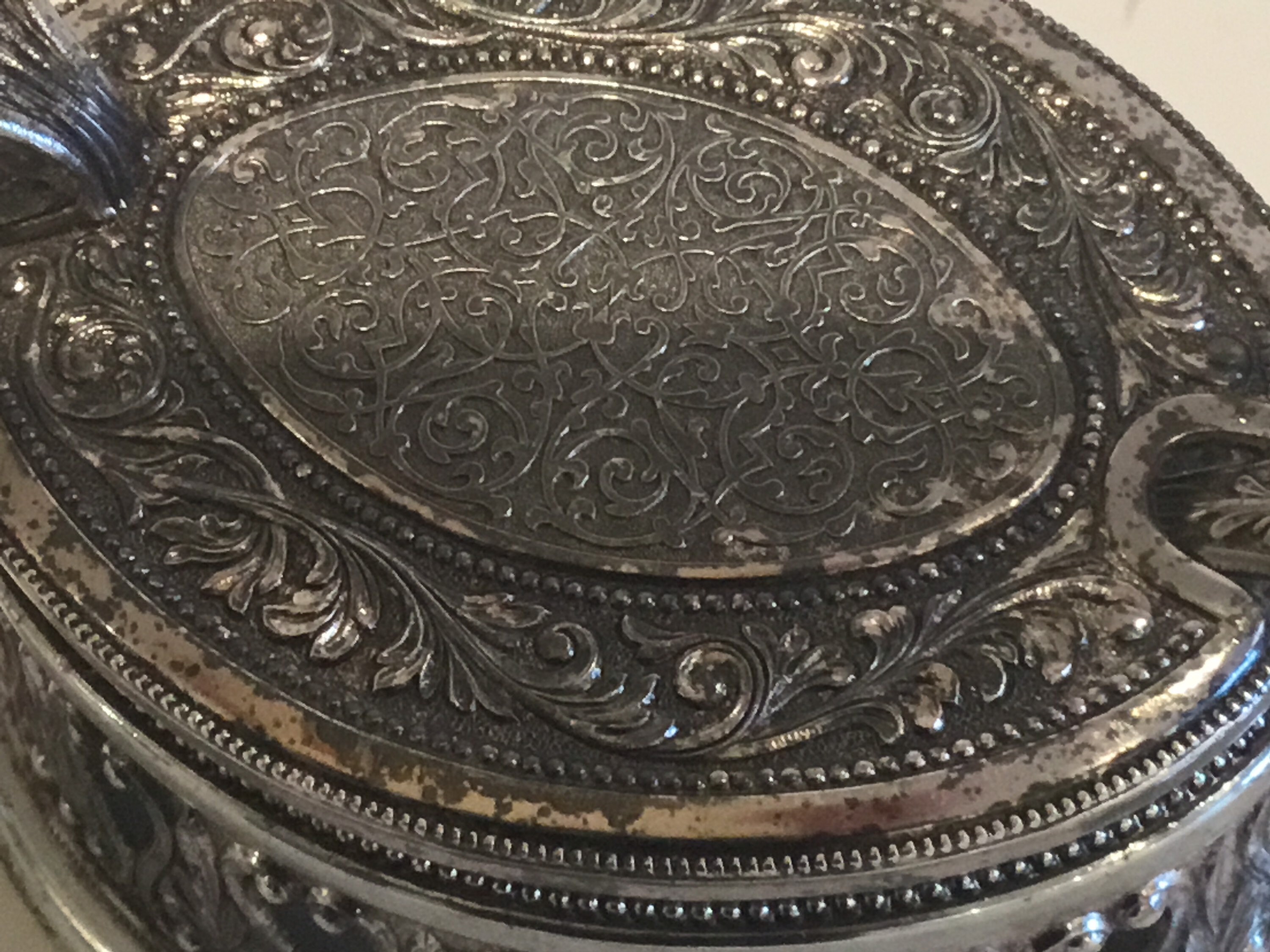 Antique Container | 1900s Italian Silver Plated Box with Crystal Insert — photo 5 of 8