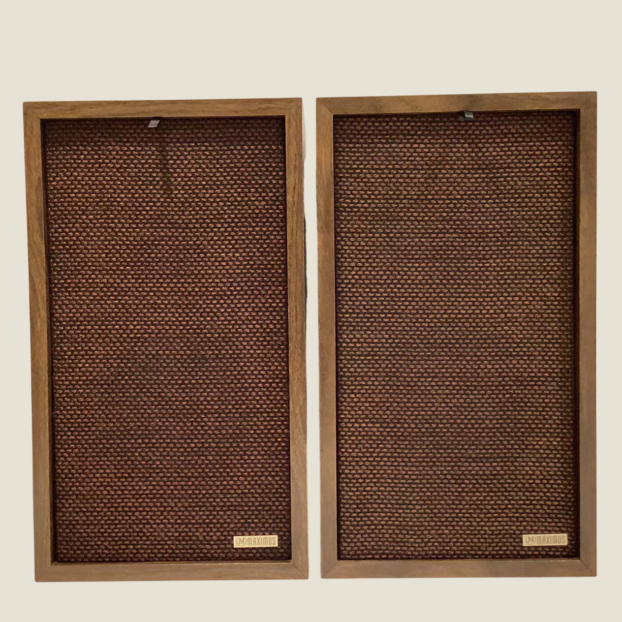 Vintage Speakers Maximus Sound Corporation (1970s), Rare American Wooden Cabinets, 2-Way Hi-Fi