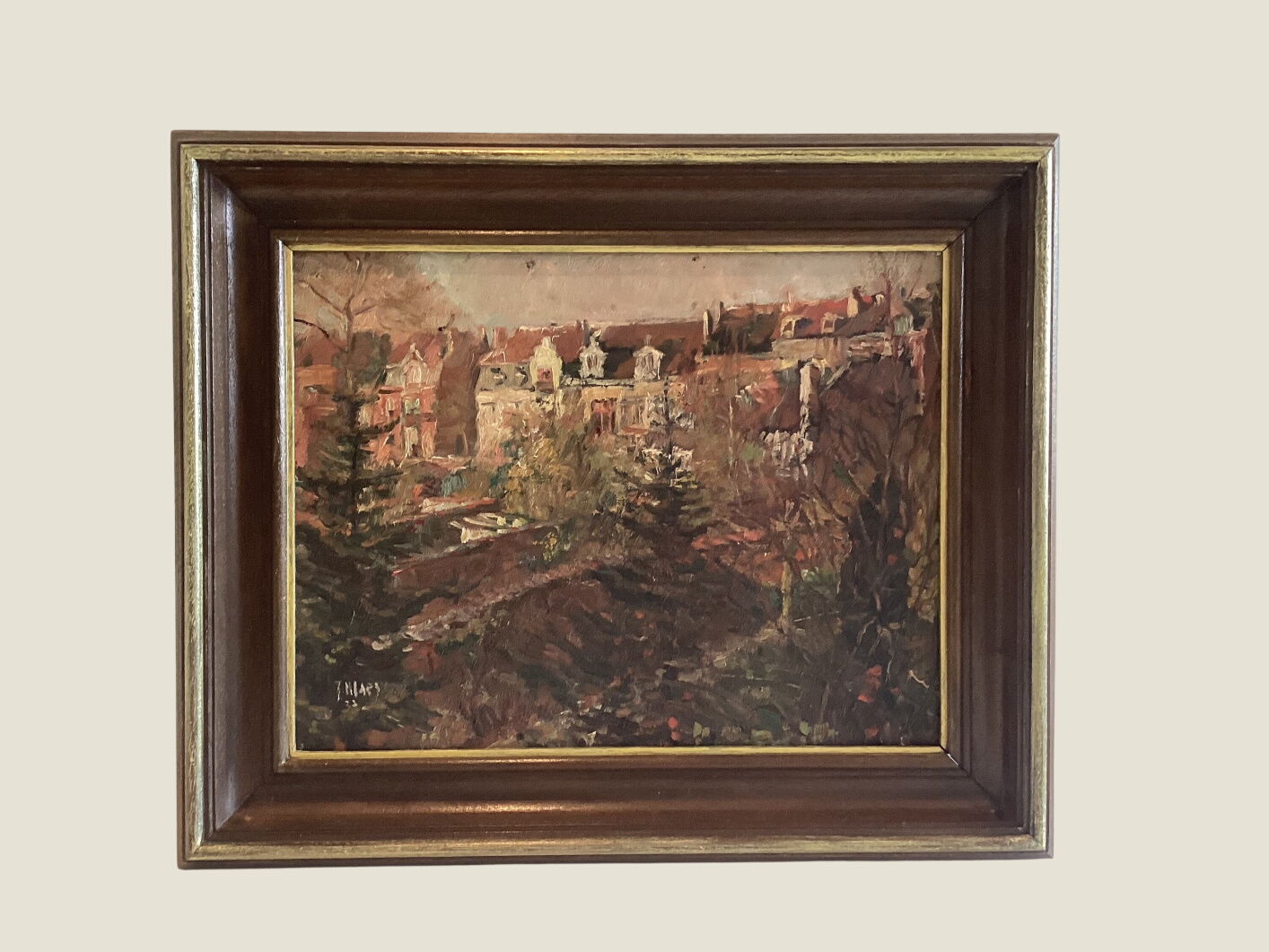 Oil Painting | 1937 Jaques Maes Cityscape Oil on Canvas, Belgian Impressionism
