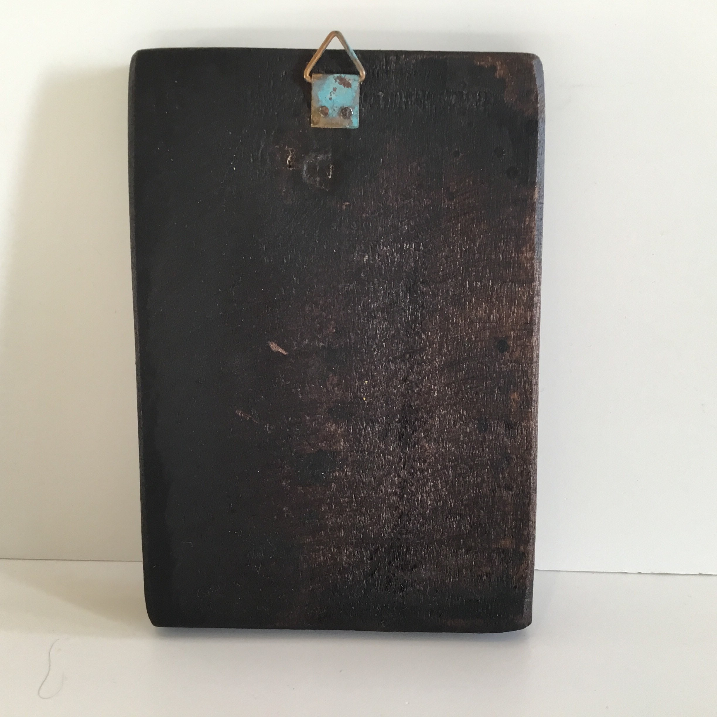 Vintage Greek Icon | 1950s Mother of Tenderness, Hand-Painted Tempera Gold on Wood — photo 7 of 8
