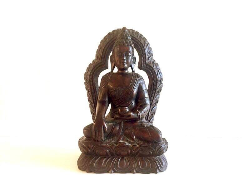 Vintage Buddha | 1940s Tibetan Handcrafted Carving, Finely Wooden Statue — photo 2 of 7