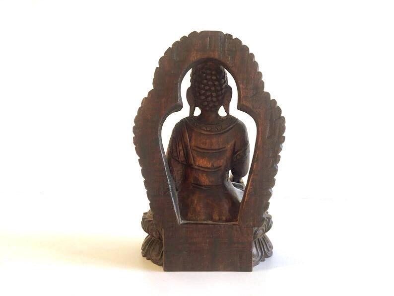 Vintage Buddha | 1940s Tibetan Handcrafted Carving, Finely Wooden Statue — photo 5 of 7