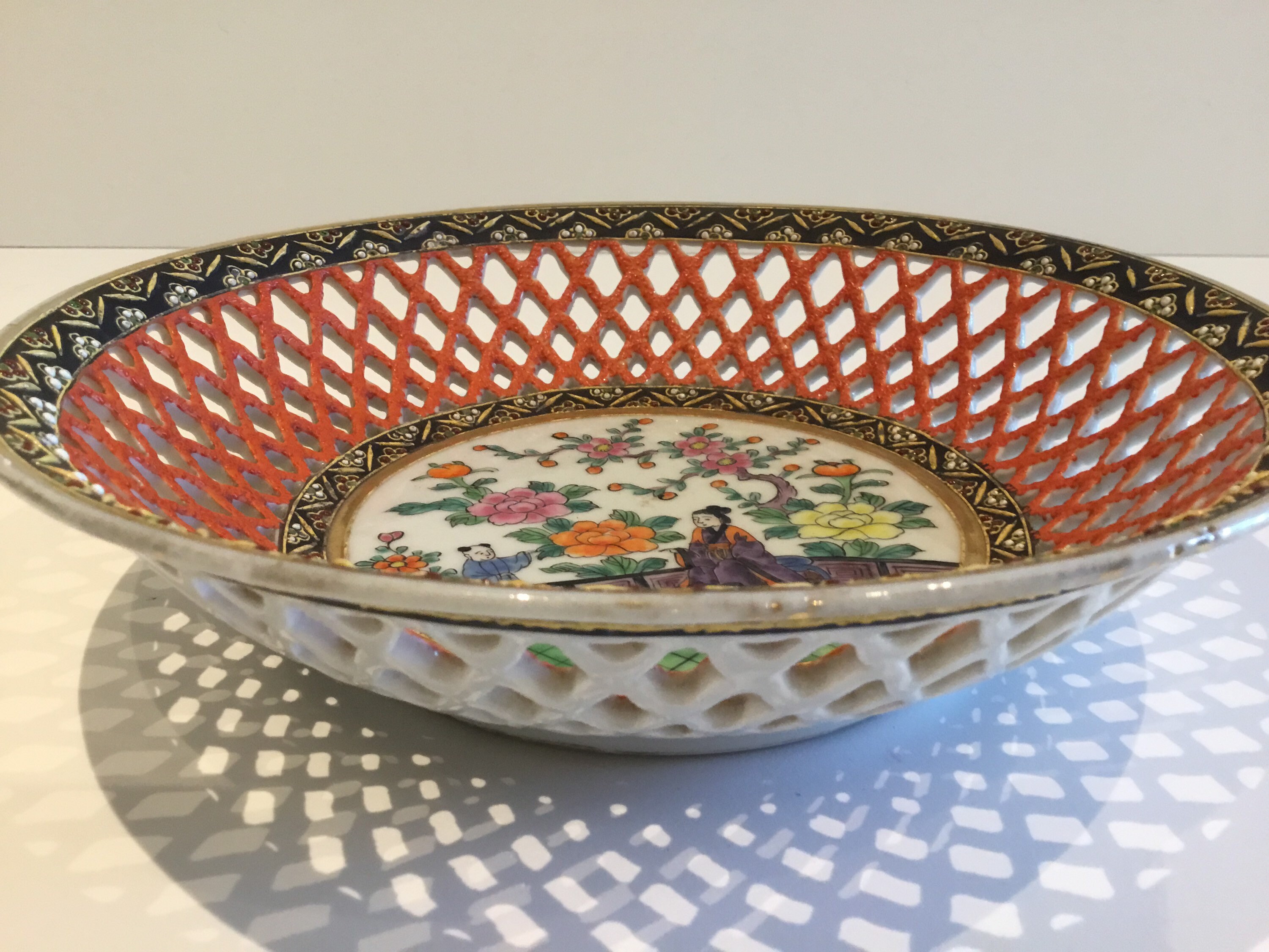 Antique Satsuma Porcelain Plate (1930s Japan) – Hand-Painted Reticulated Centerpiece — photo 5 of 10