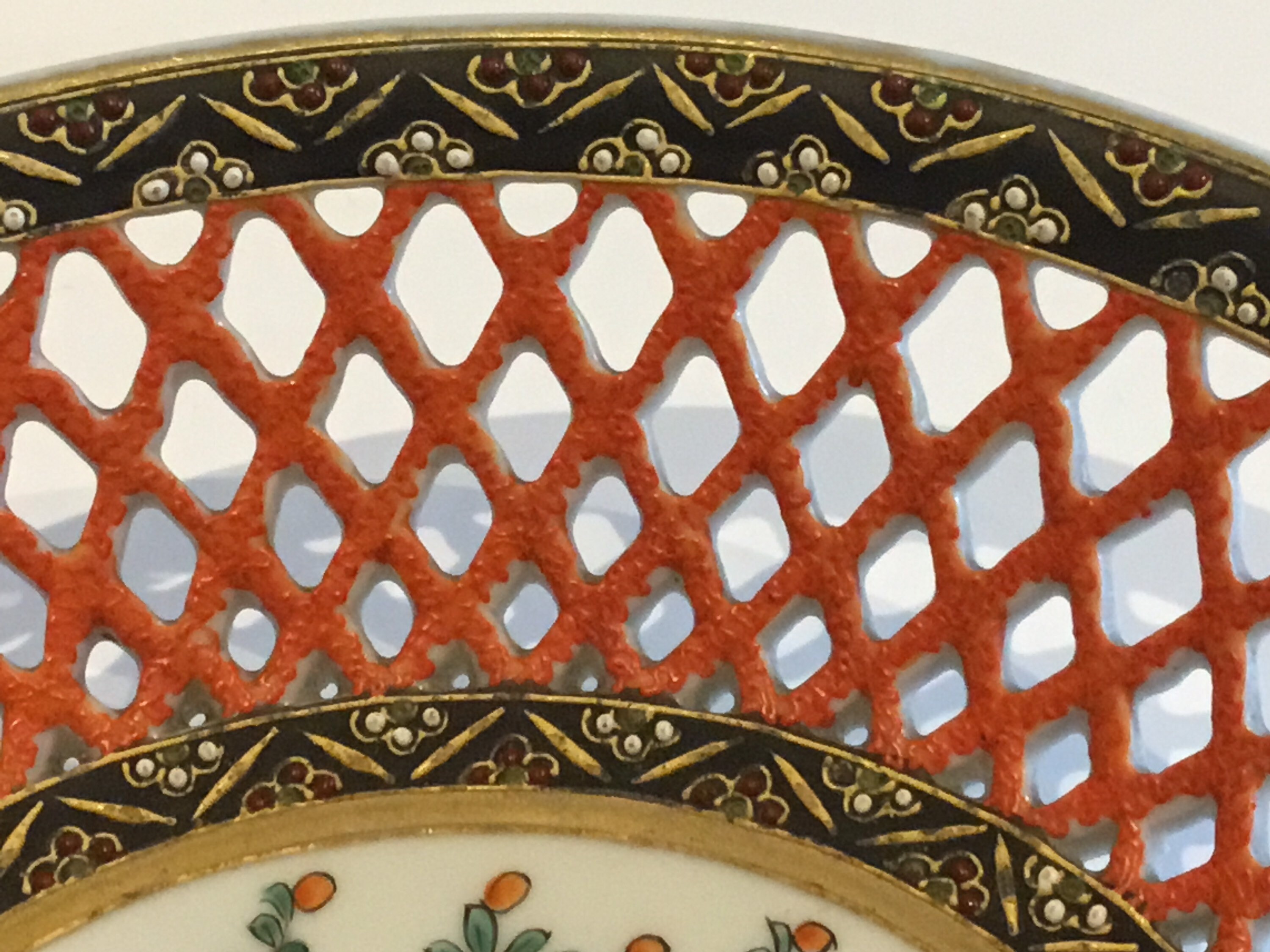 Antique Satsuma Porcelain Plate (1930s Japan) – Hand-Painted Reticulated Centerpiece — photo 6 of 10