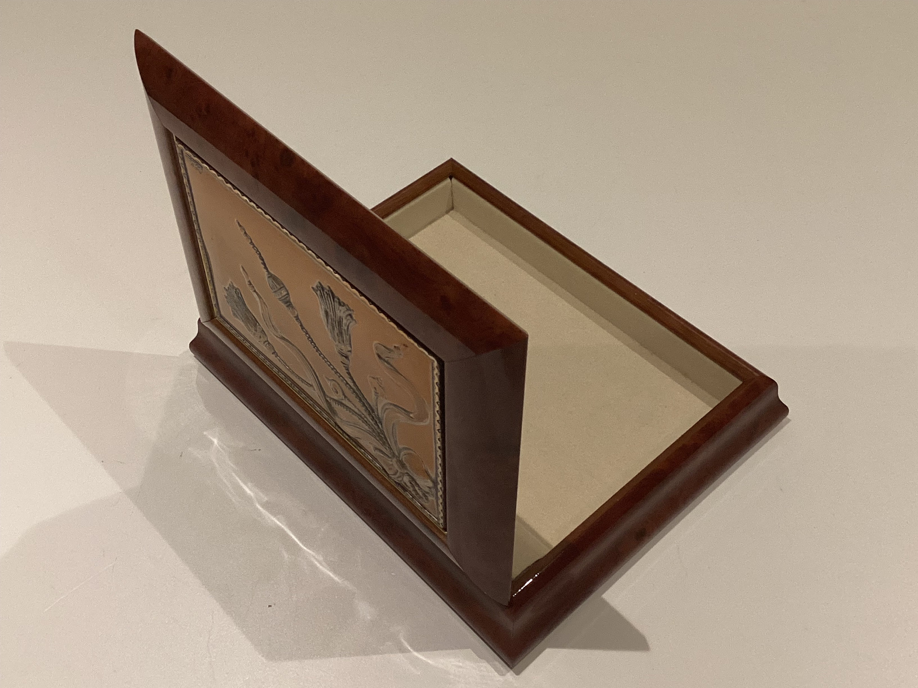 Vintage Jewelry Box | Castellani Italy 1980s, Wood with 925 Sterling Silver Bas-Relief — photo 5 of 8
