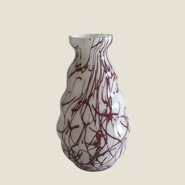 Vintage Murano Vase | 1960s Italian Opaline Glass, Branched Design