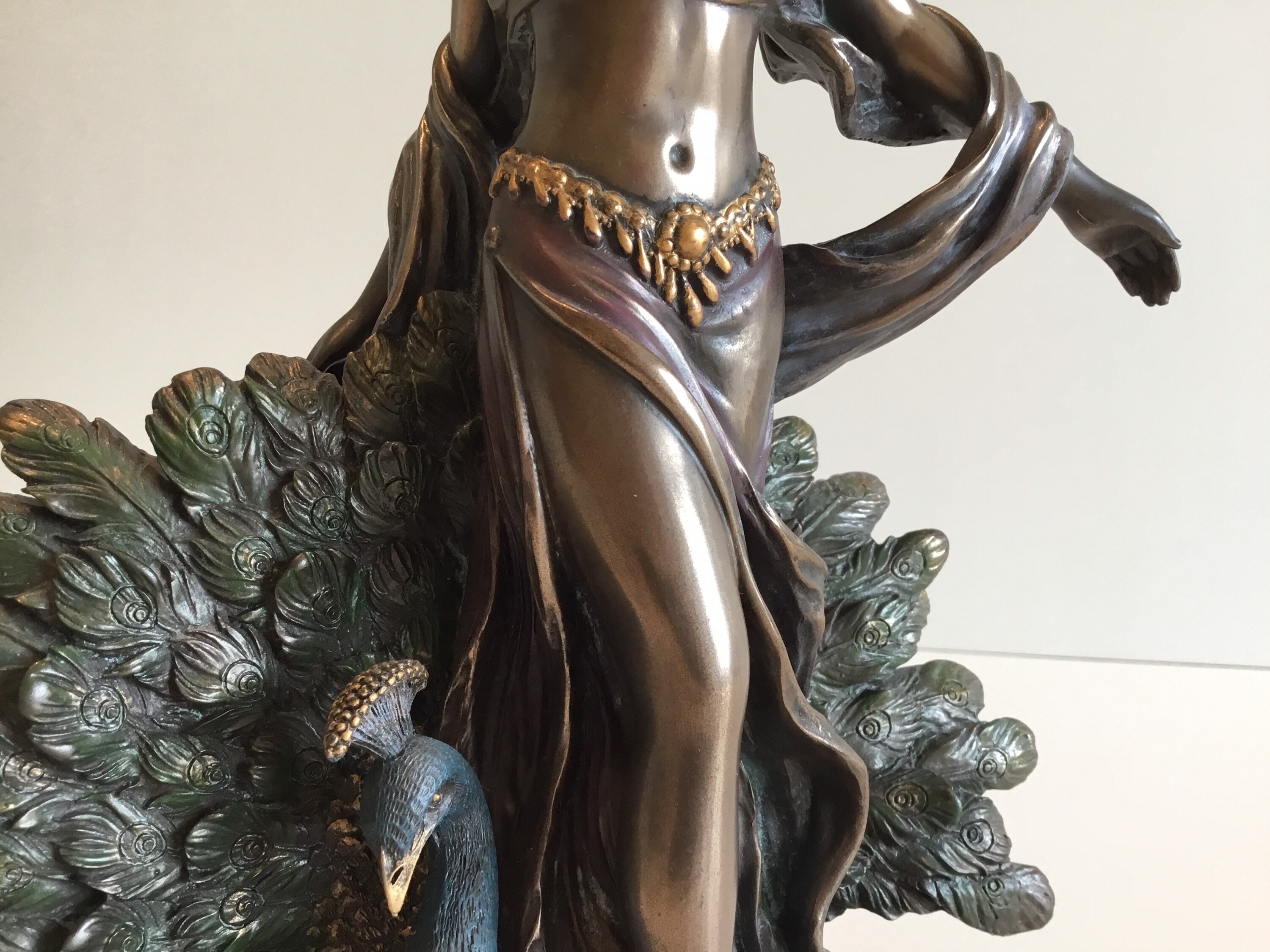 Vintage Sculpture | Veronese Design Polysone Figurine, Greek Goddess Hera, Majestic Peacock — photo 4 of 11