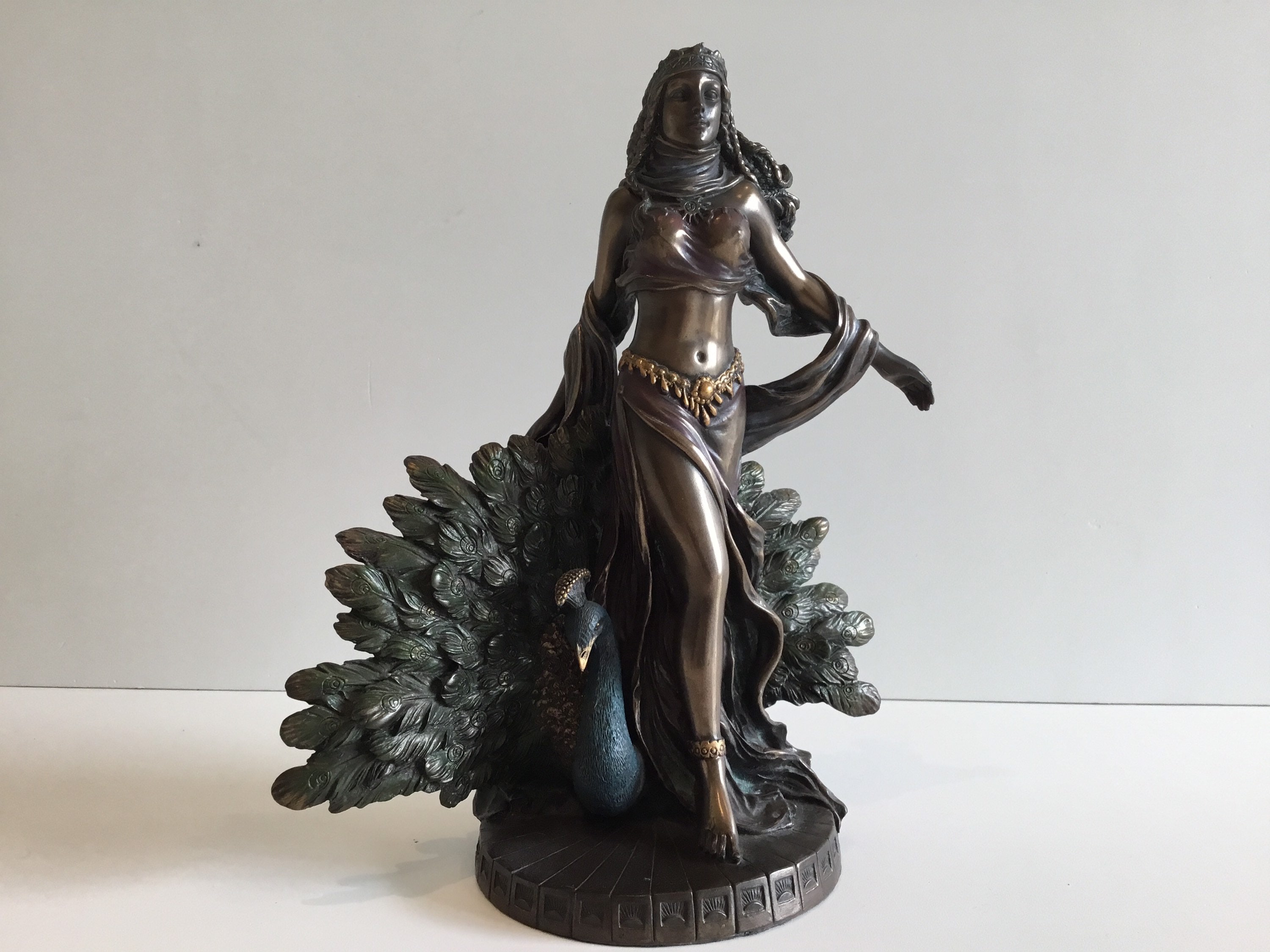 Vintage Sculpture | Veronese Design Polysone Figurine, Greek Goddess Hera, Majestic Peacock — photo 6 of 11