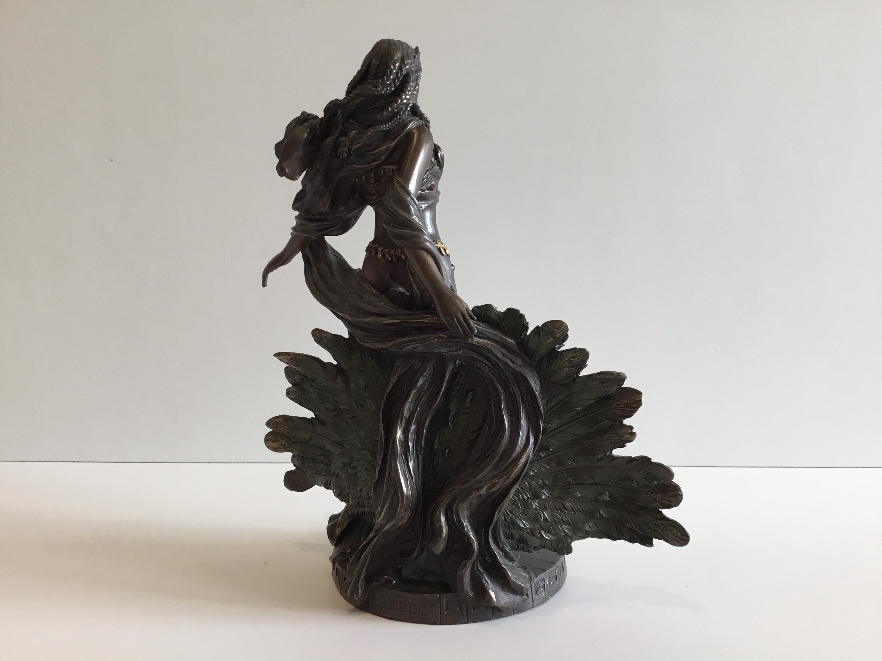 Vintage Sculpture | Veronese Design Polysone Figurine, Greek Goddess Hera, Majestic Peacock — photo 7 of 11