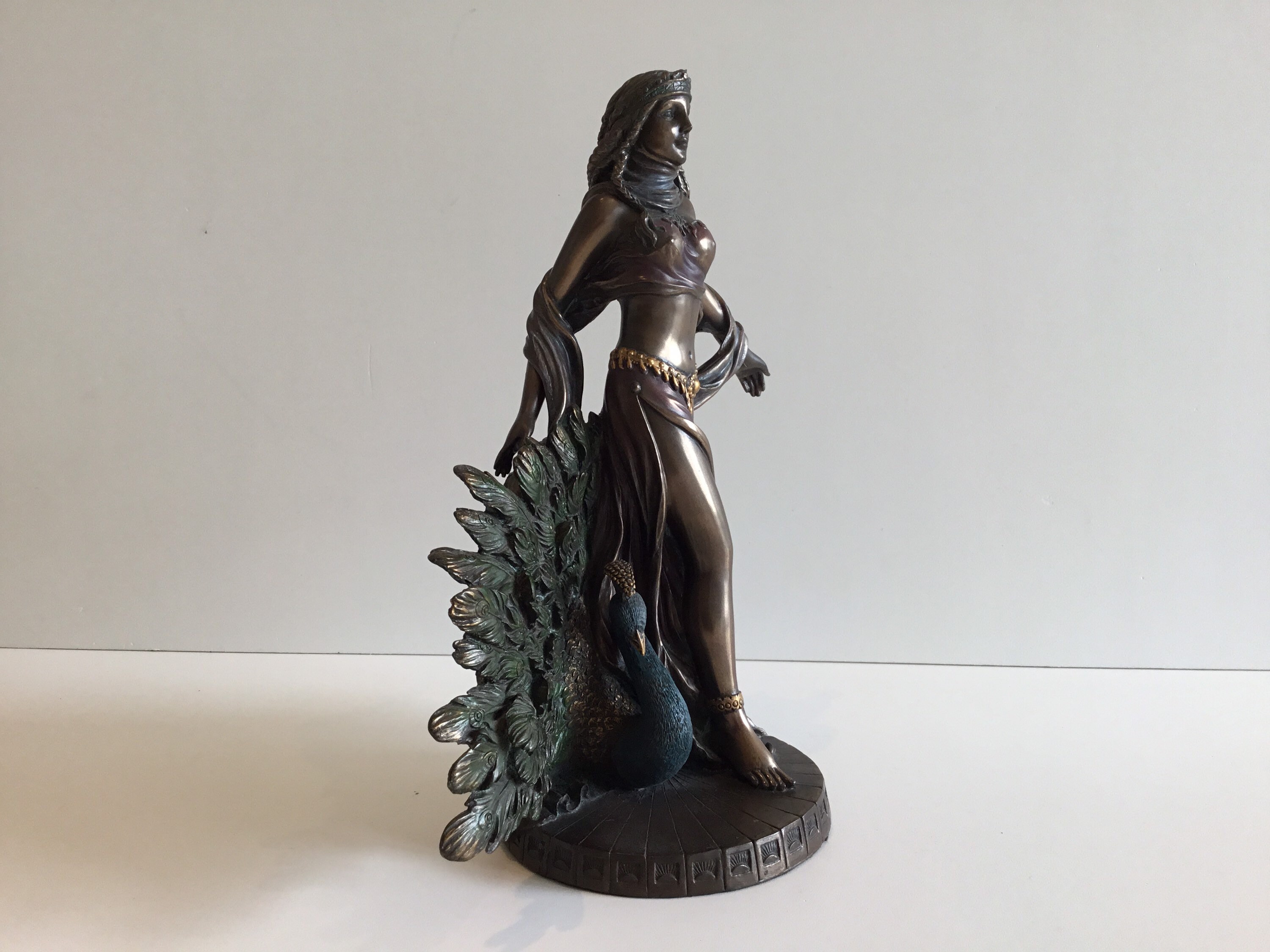 Vintage Sculpture | Veronese Design Polysone Figurine, Greek Goddess Hera, Majestic Peacock — photo 8 of 11