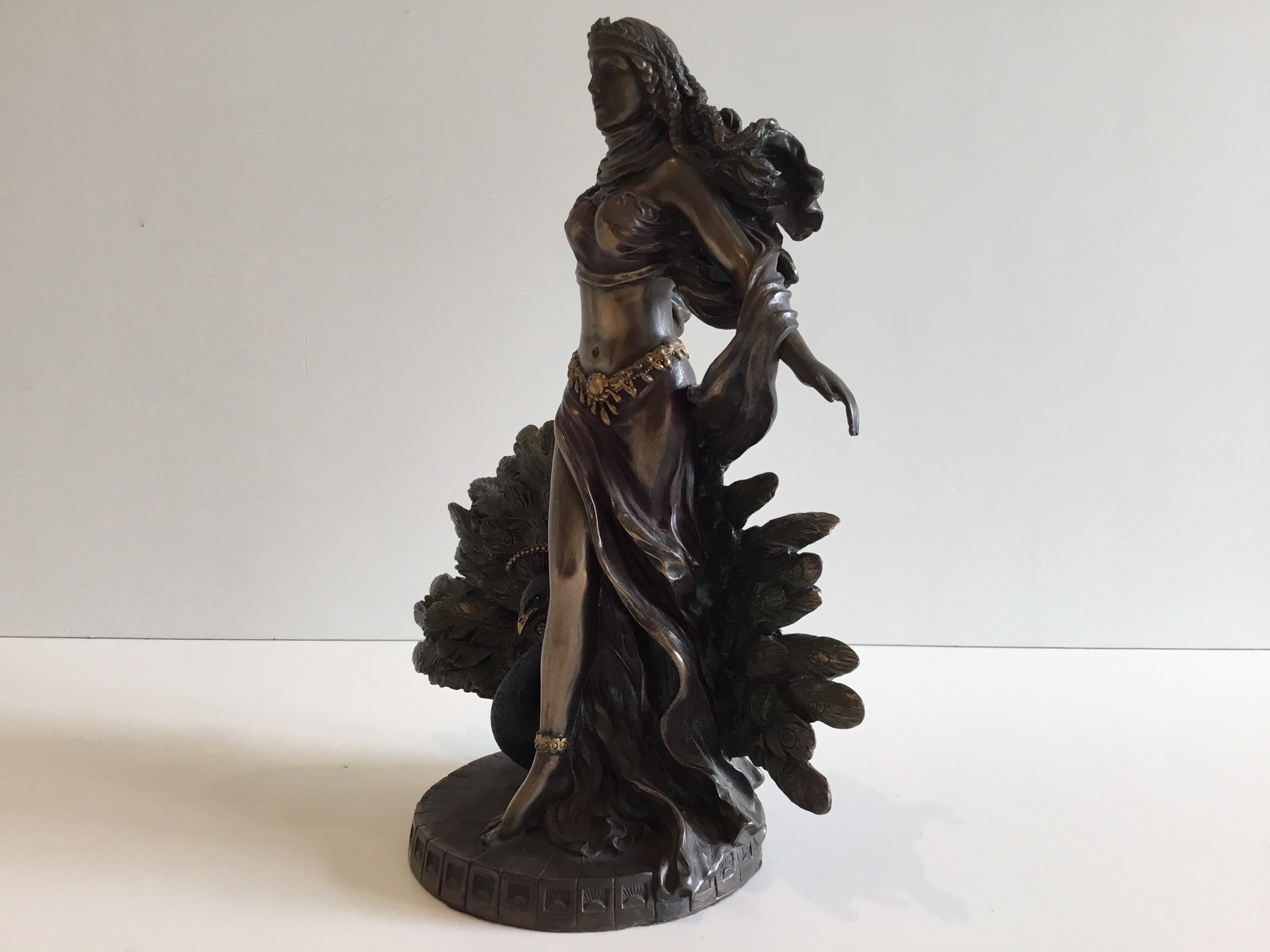 Vintage Sculpture | Veronese Design Polysone Figurine, Greek Goddess Hera, Majestic Peacock — photo 9 of 11