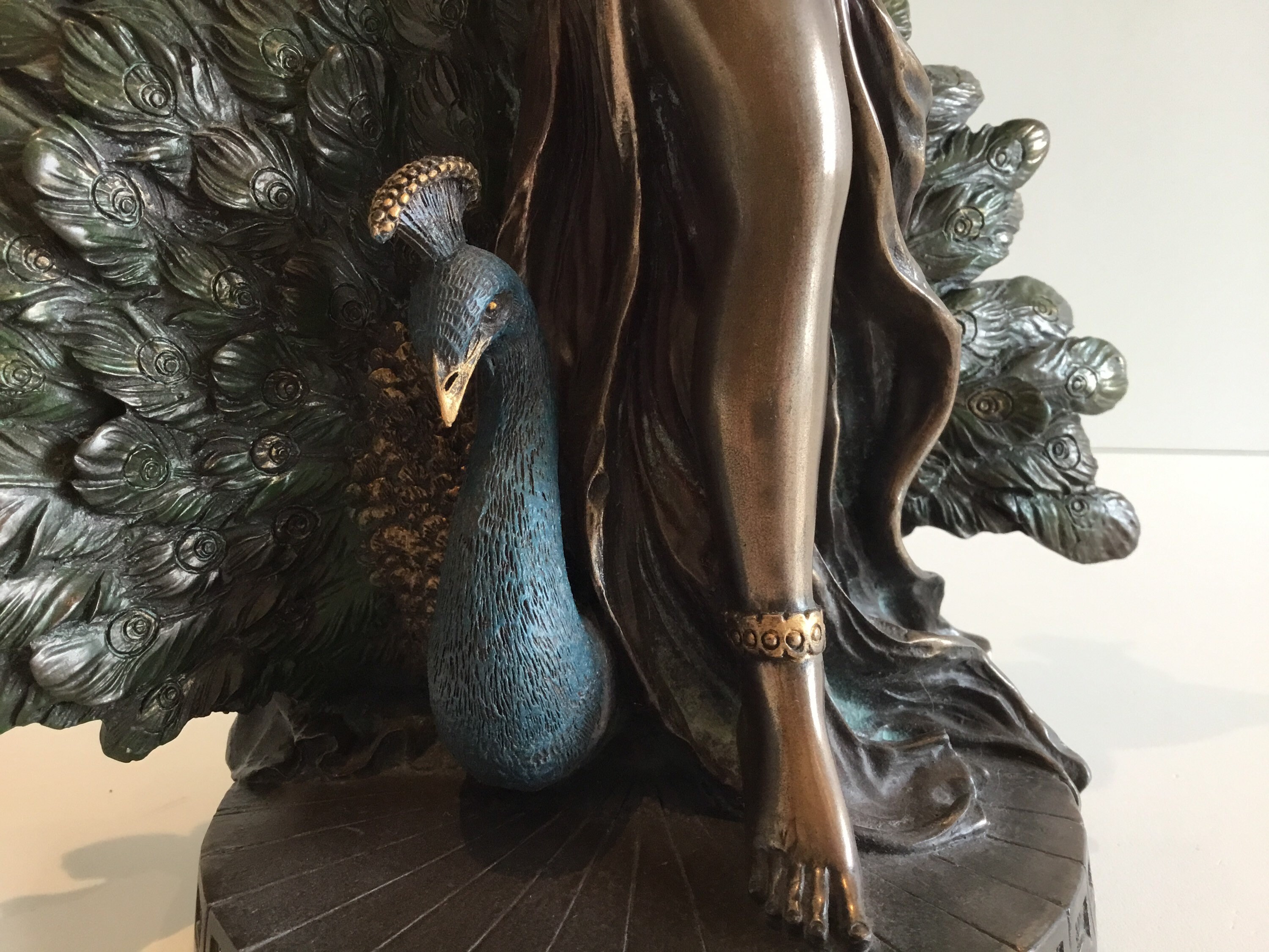 Vintage Sculpture | Veronese Design Polysone Figurine, Greek Goddess Hera, Majestic Peacock — photo 10 of 11