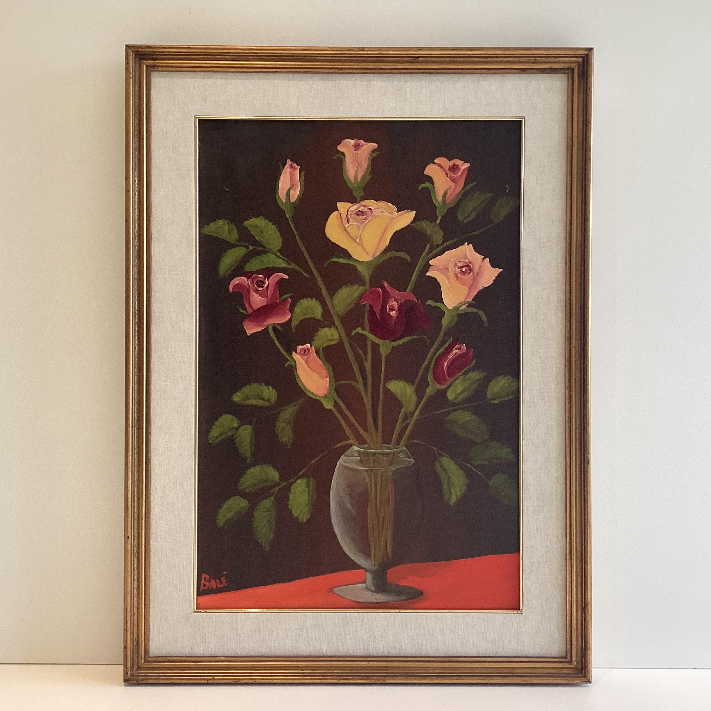 Vintage Oil Painting | Renzo Grazioli "Balé" Italian Painter, 1980s Floral Still Life — photo 2 of 8