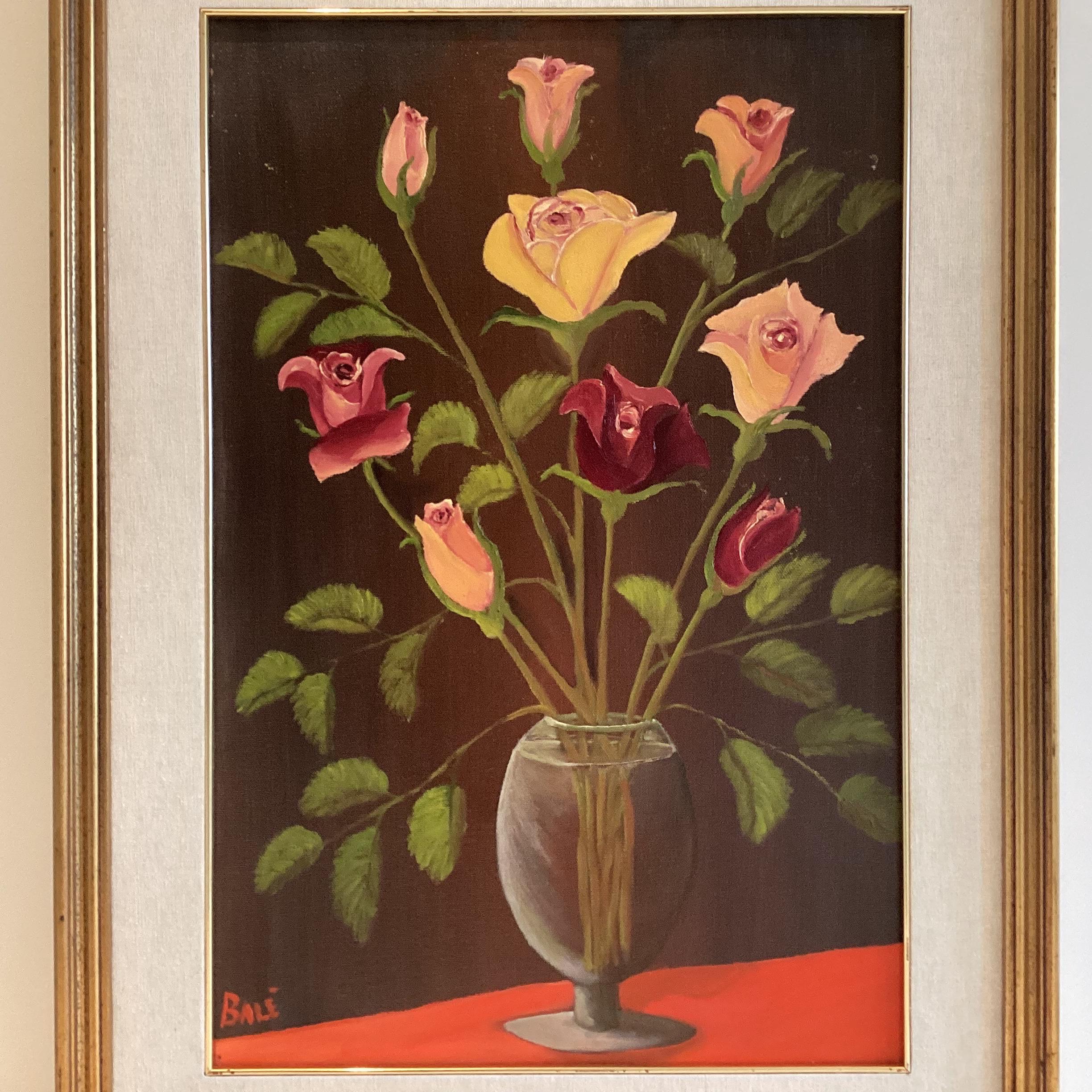 Vintage Oil Painting | Renzo Grazioli "Balé" Italian Painter, 1980s Floral Still Life — photo 4 of 8