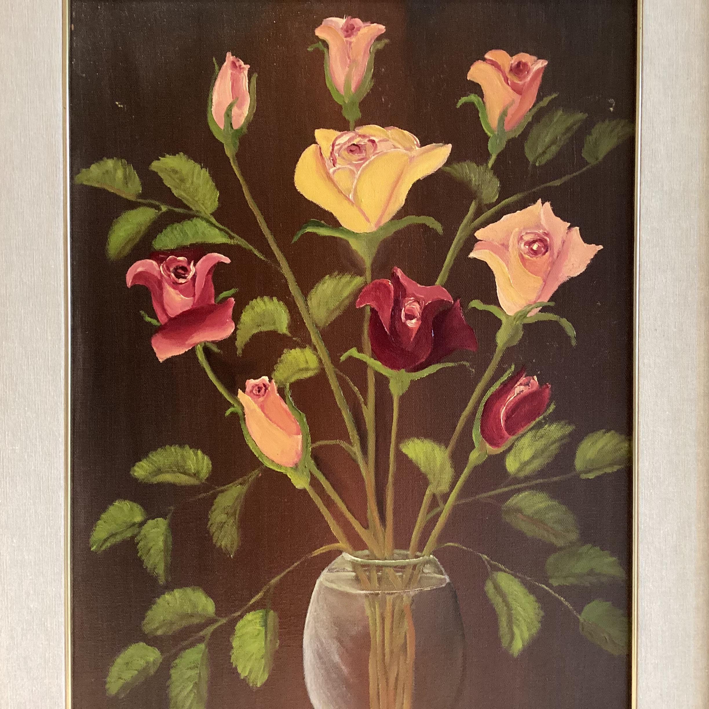 Vintage Oil Painting | Renzo Grazioli "Balé" Italian Painter, 1980s Floral Still Life — photo 5 of 8