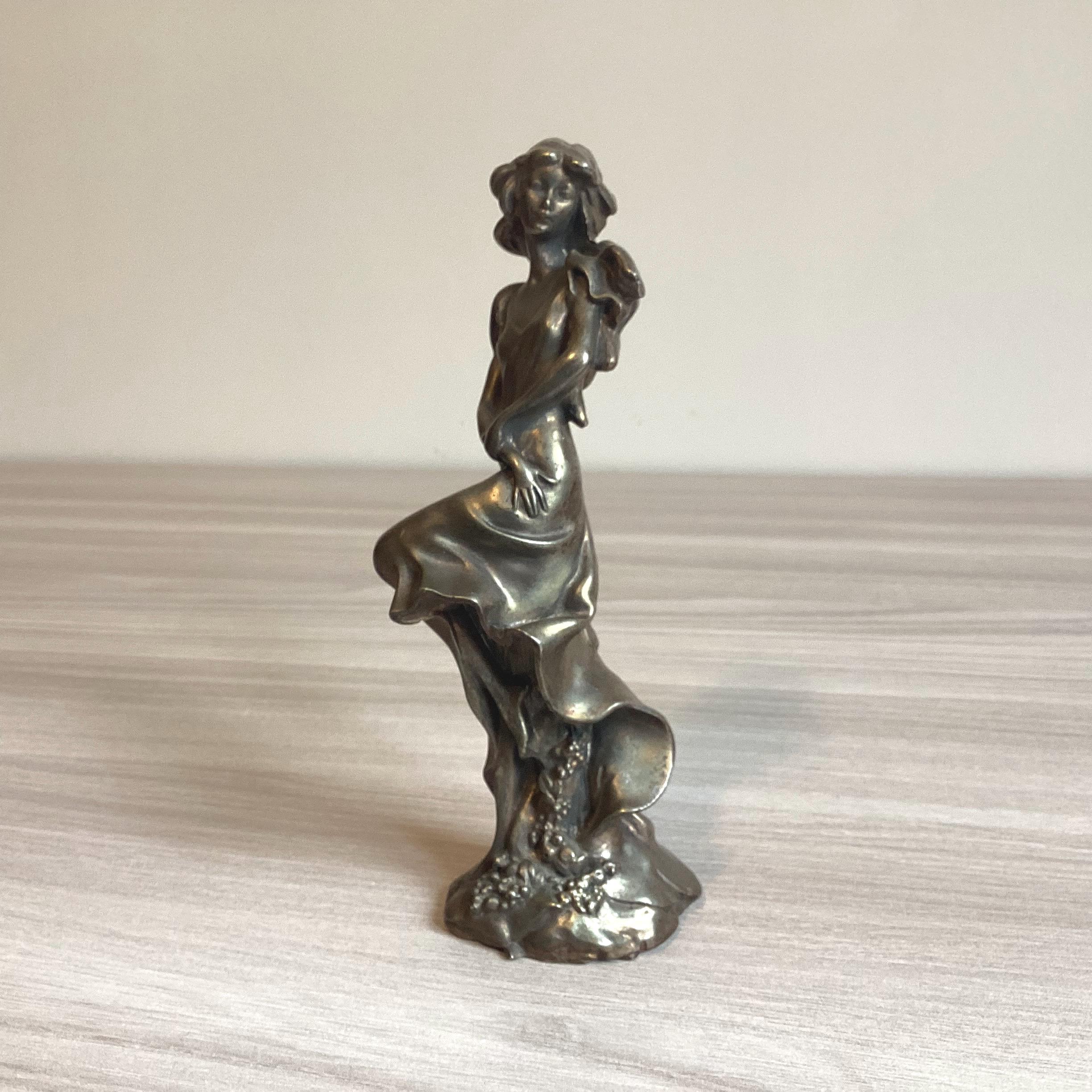 Vintage Sculpture | Victor Italy 1970s, Silver Laminated Metal Figurine — photo 2 of 8