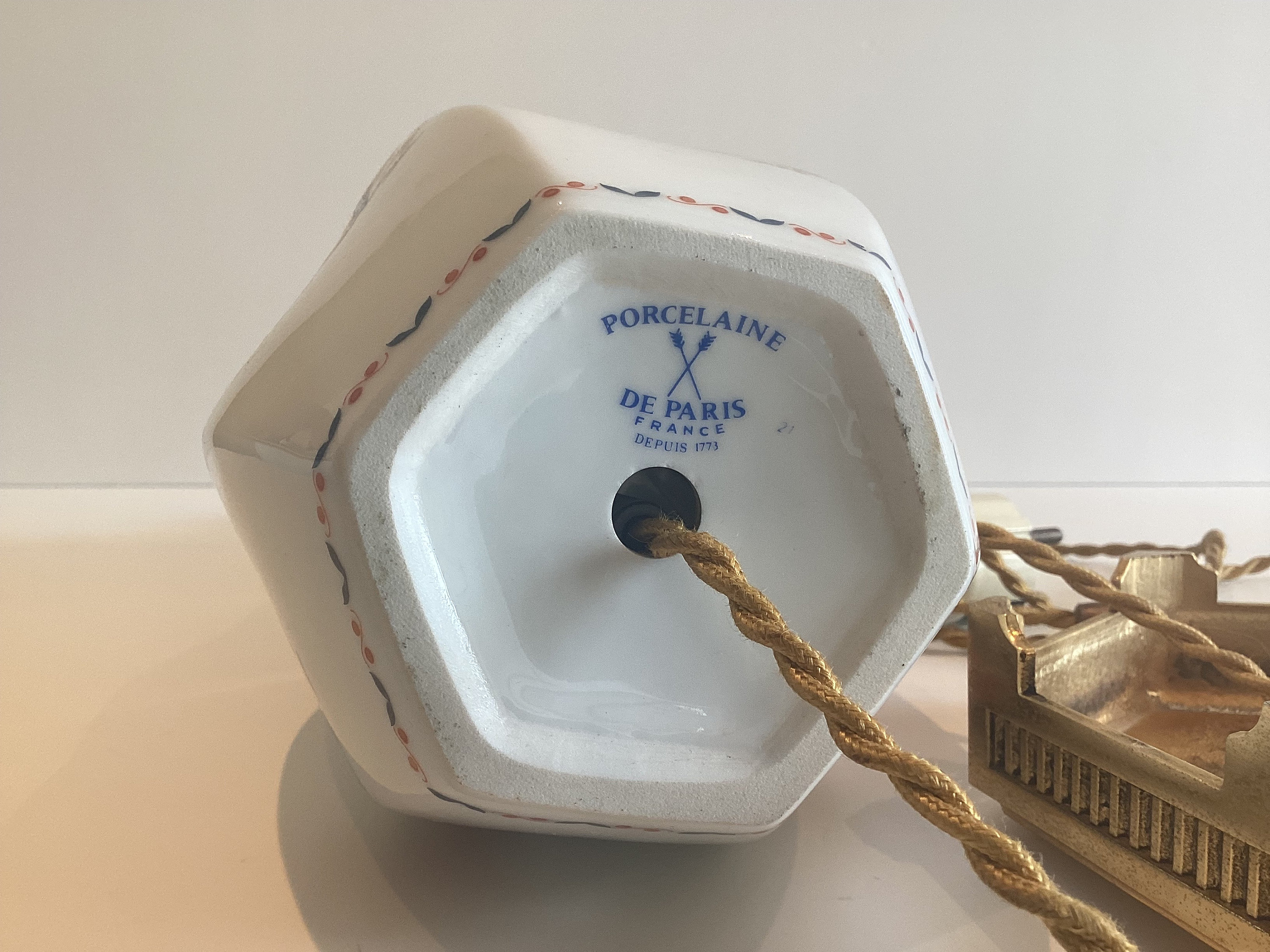 Porcelaine Lamp | 1950s De Paris Made In France Rare Home Decor — photo 8 of 9
