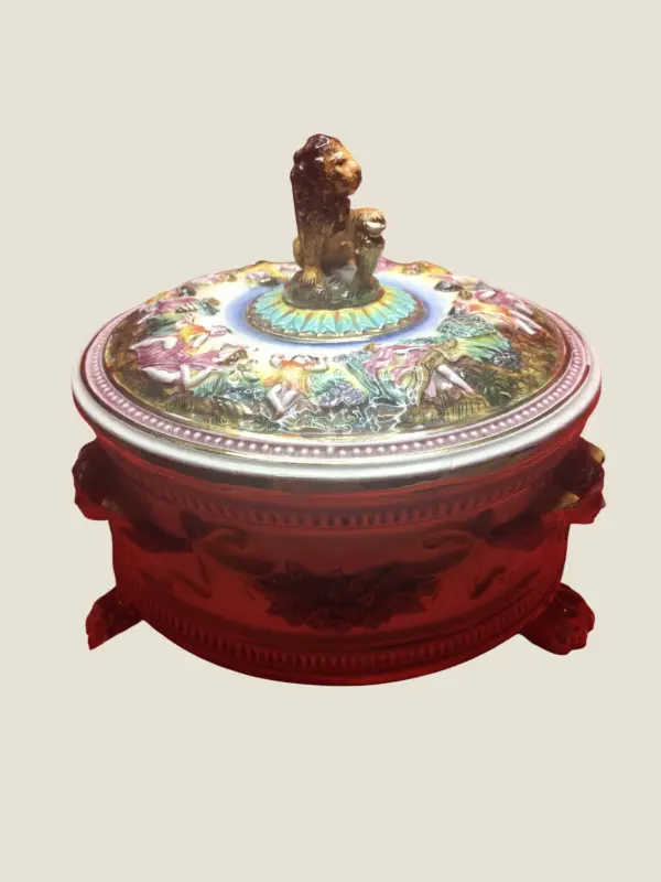 Porcelain Box With Lid (1920s Alfredo Ciulli) Florence Made in Italy