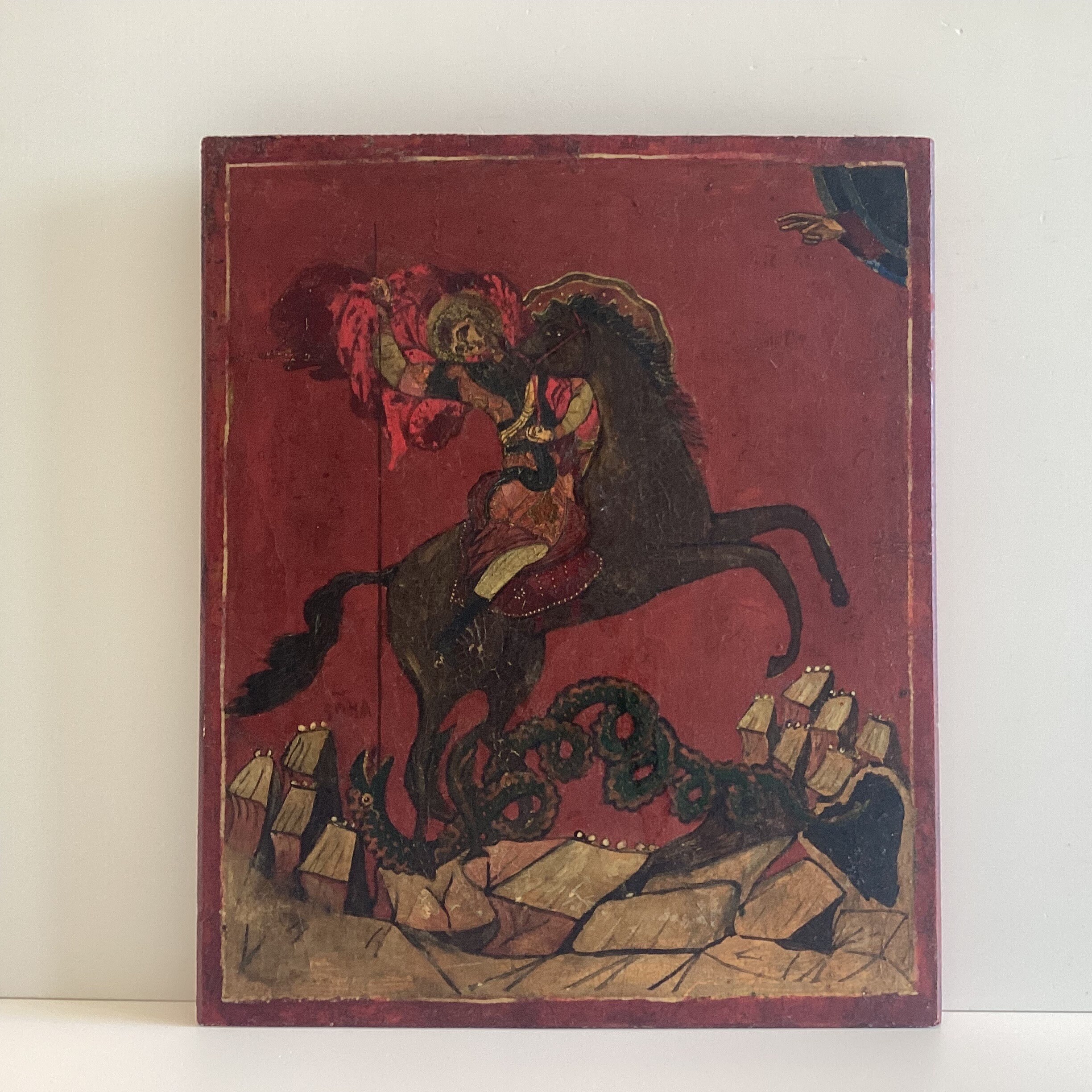 Antique Icon | 1800s Saint George With Dragon, Religious Church Painting on Wood — photo 2 of 8