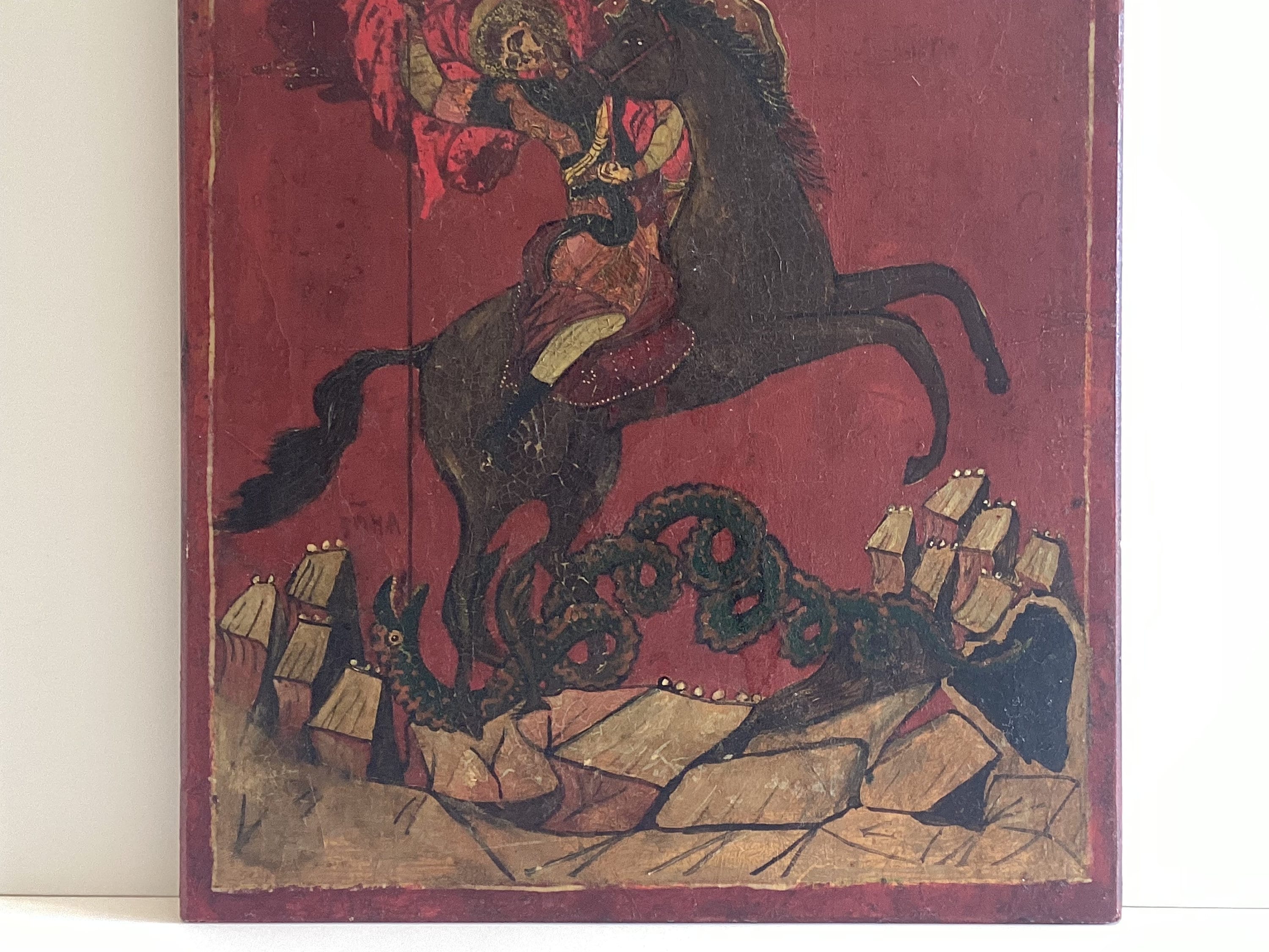 Antique Icon | 1800s Saint George With Dragon, Religious Church Painting on Wood — photo 5 of 8