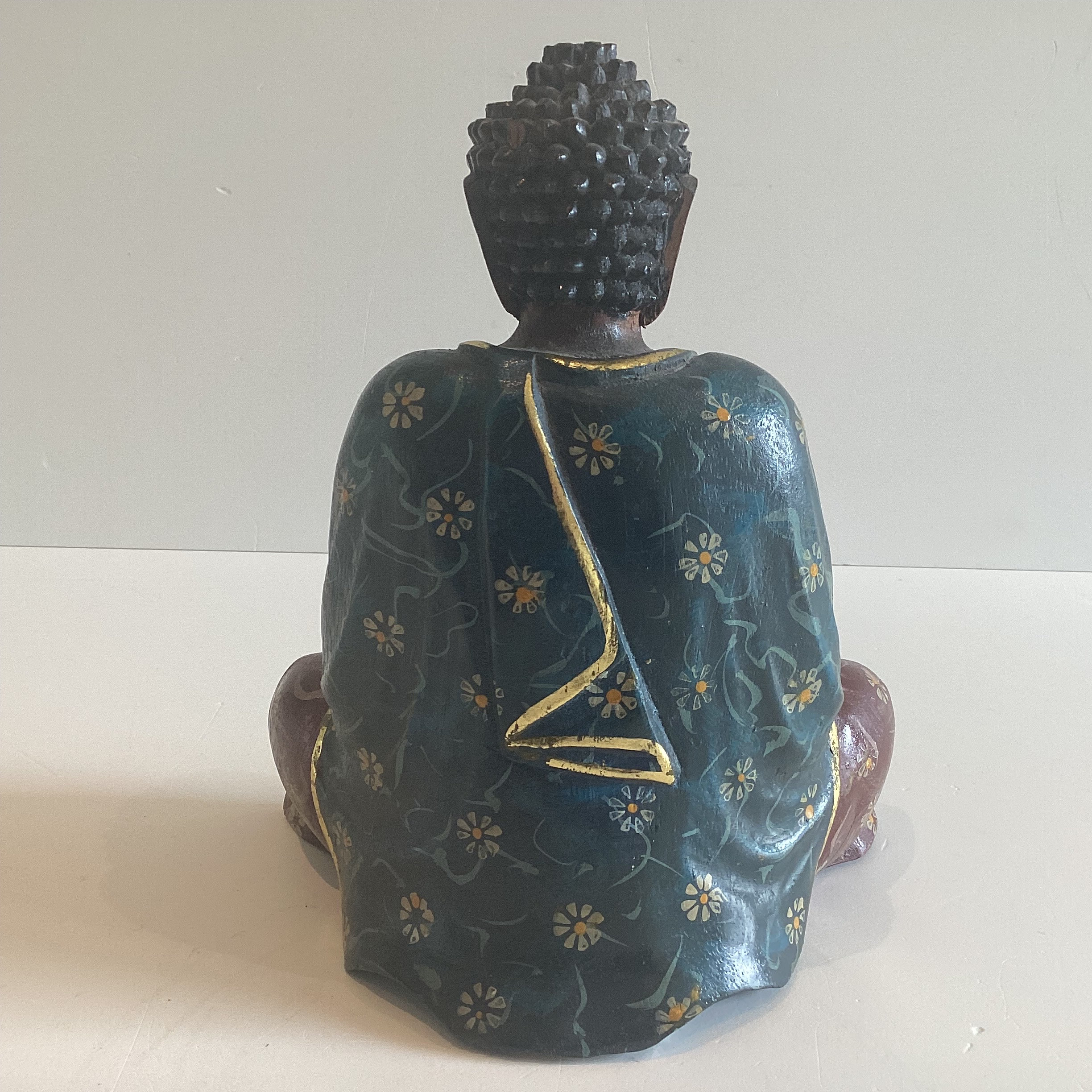 Vintage Japanese Buddha | 1970s Hand-Carved Wood Statue, Solid Wood Buddhist Sculpture — photo 7 of 9