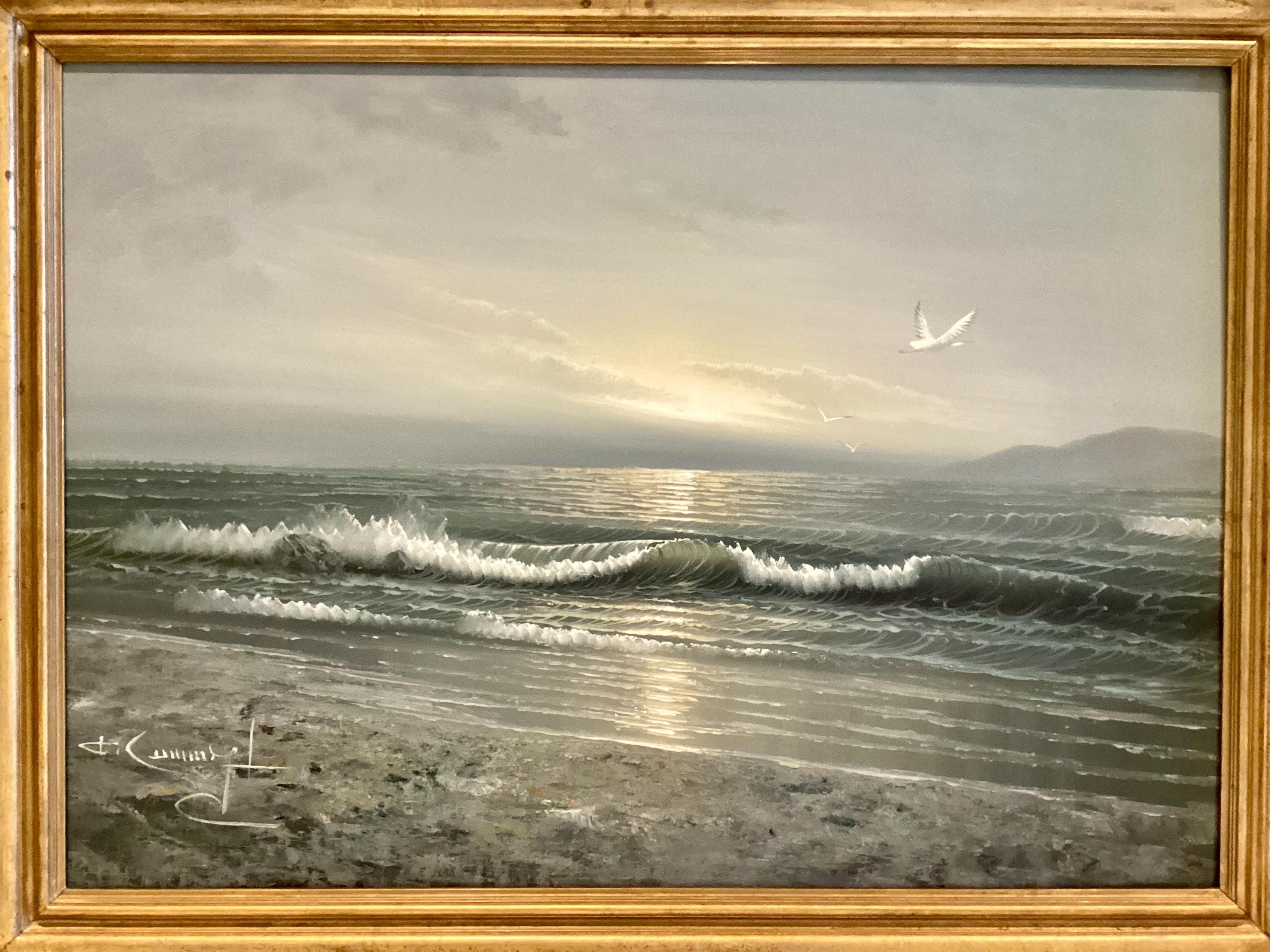 Seascape Painting | F. Cuming Signed British Oil on Canvas, 1971 Coastal Landscape — photo 3 of 10