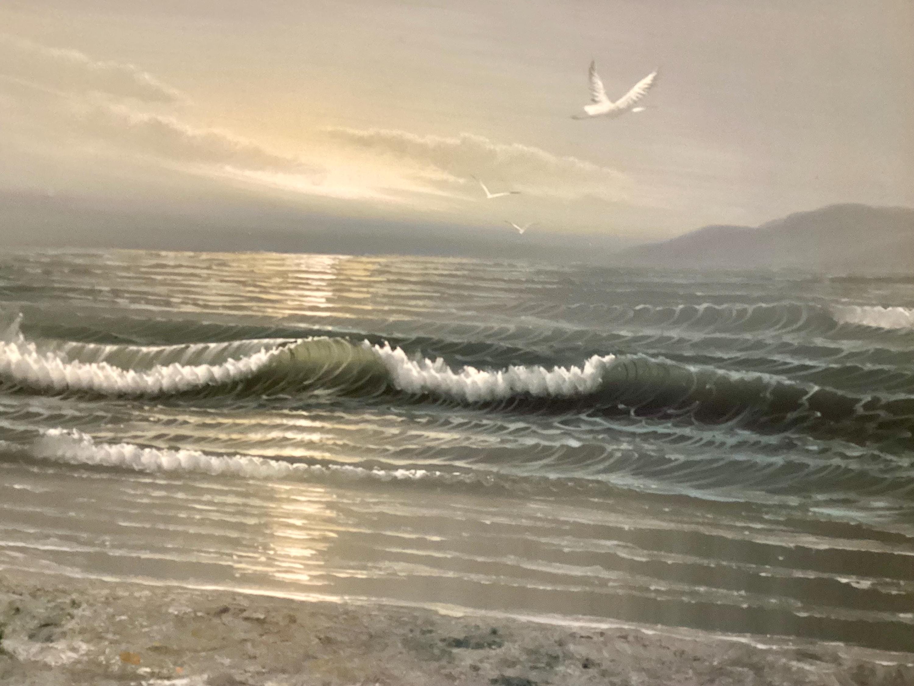 Seascape Painting | F. Cuming Signed British Oil on Canvas, 1971 Coastal Landscape — photo 4 of 10