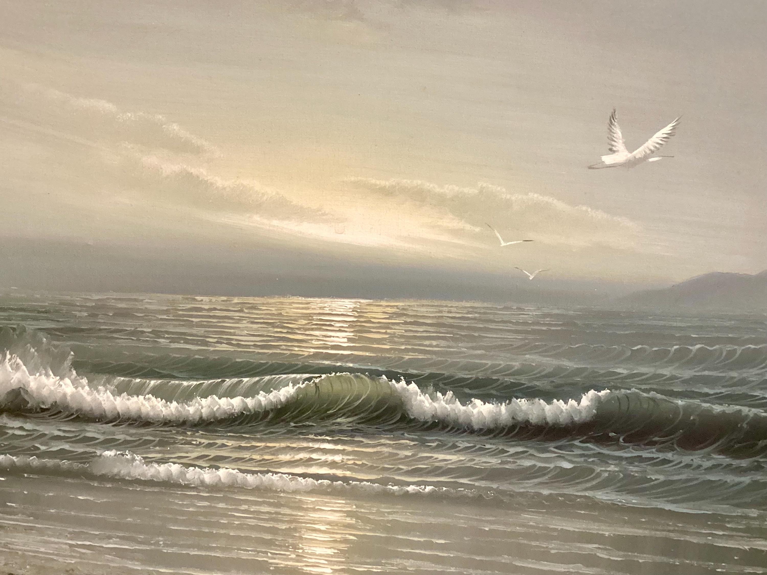 Seascape Painting | F. Cuming Signed British Oil on Canvas, 1971 Coastal Landscape — photo 6 of 10
