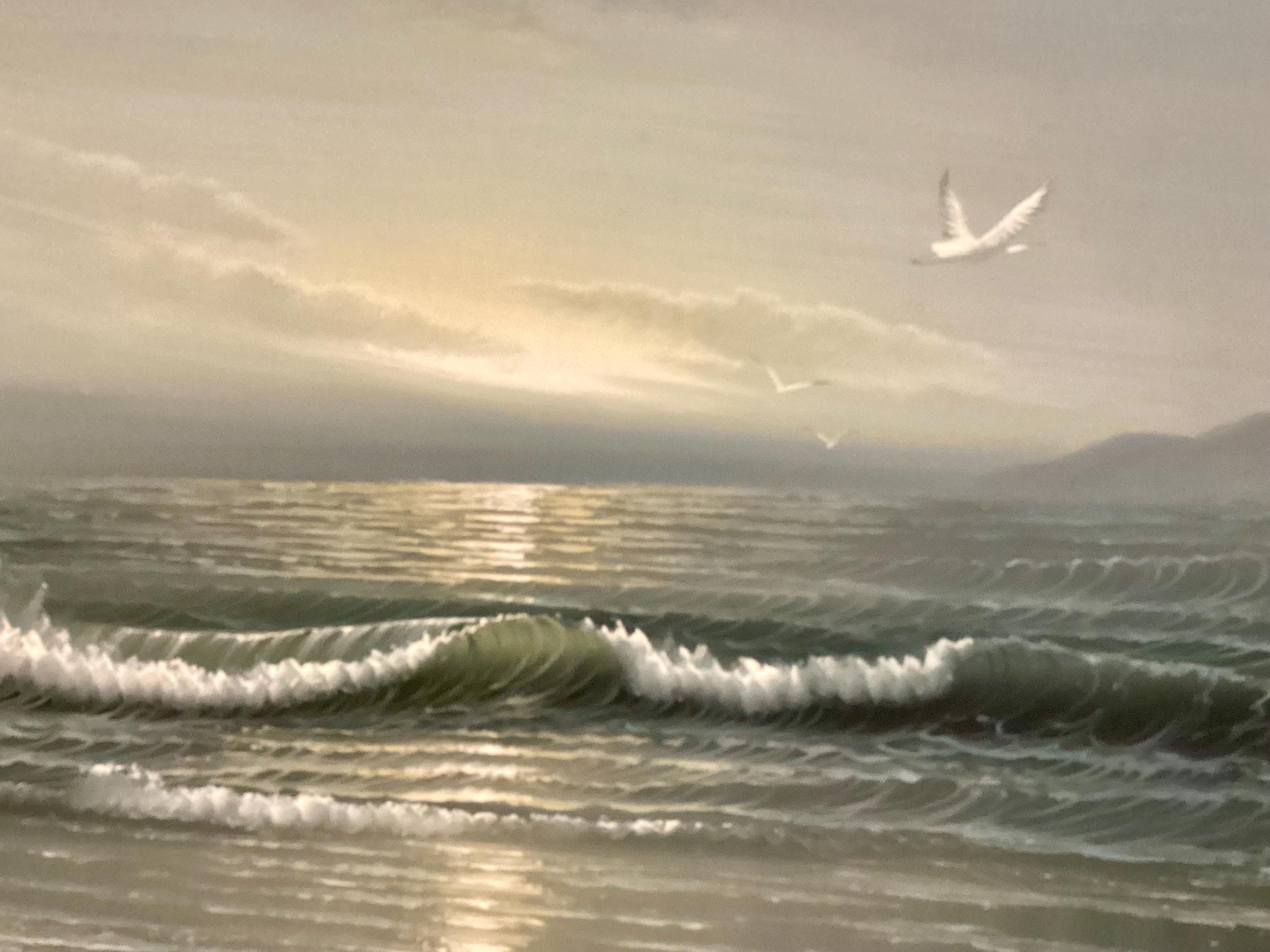 Seascape Painting | F. Cuming Signed British Oil on Canvas, 1971 Coastal Landscape — photo 7 of 10