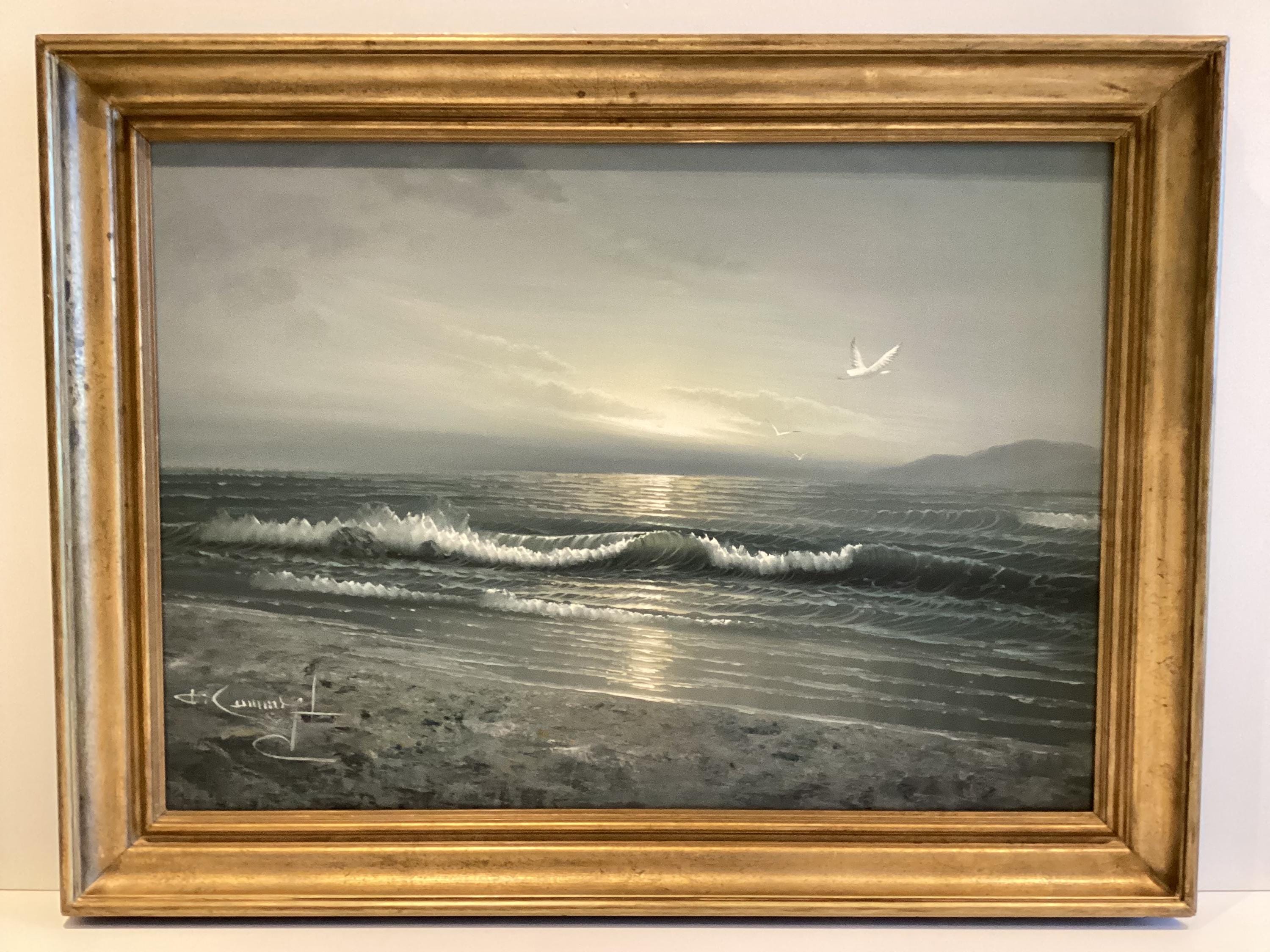 Seascape Painting | F. Cuming Signed British Oil on Canvas, 1971 Coastal Landscape — photo 9 of 10