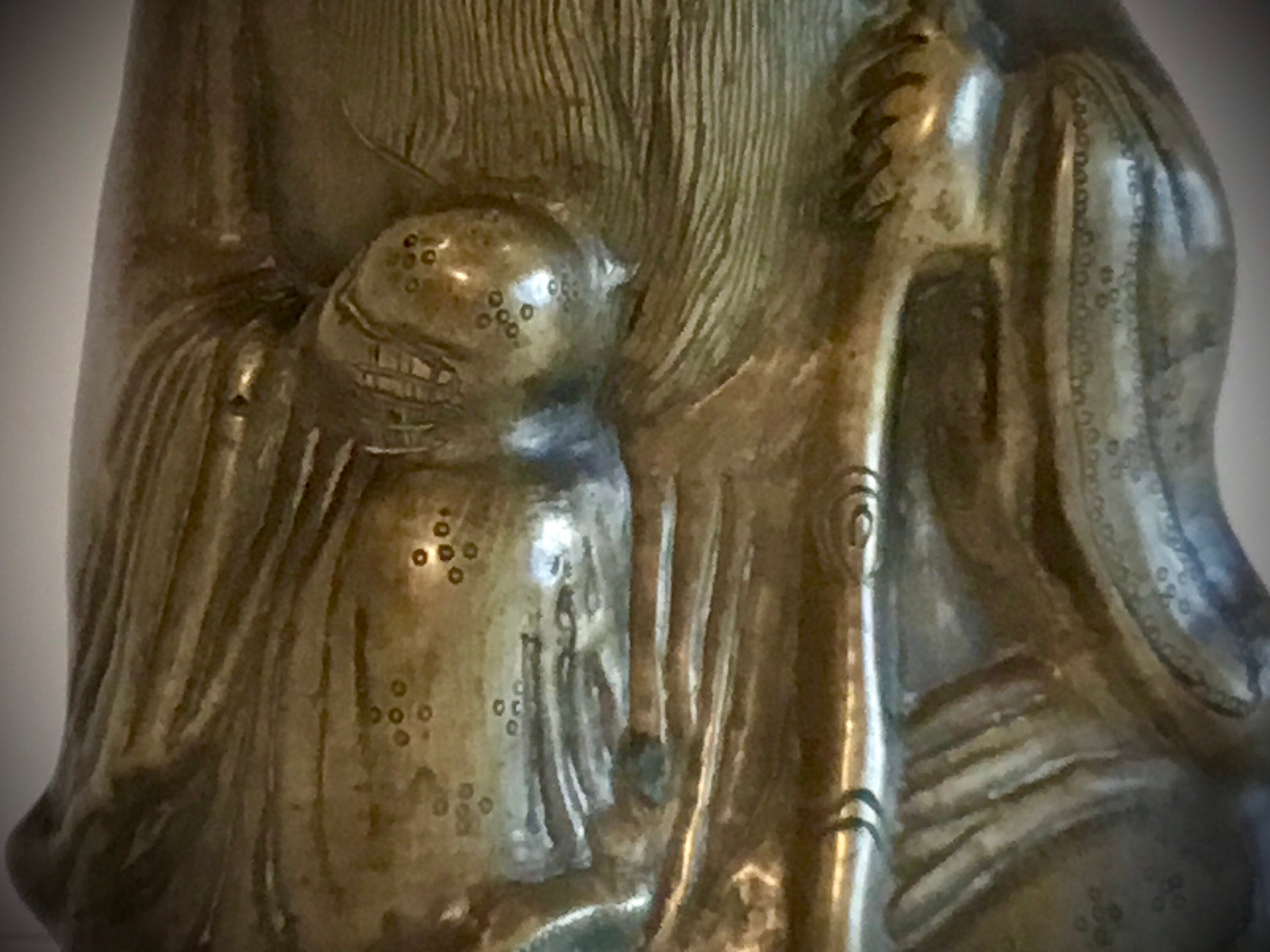 Vintage Sculpture | 1900s Chinese Bronze Sage, Buddhist Philosopher Statue — photo 9 of 11