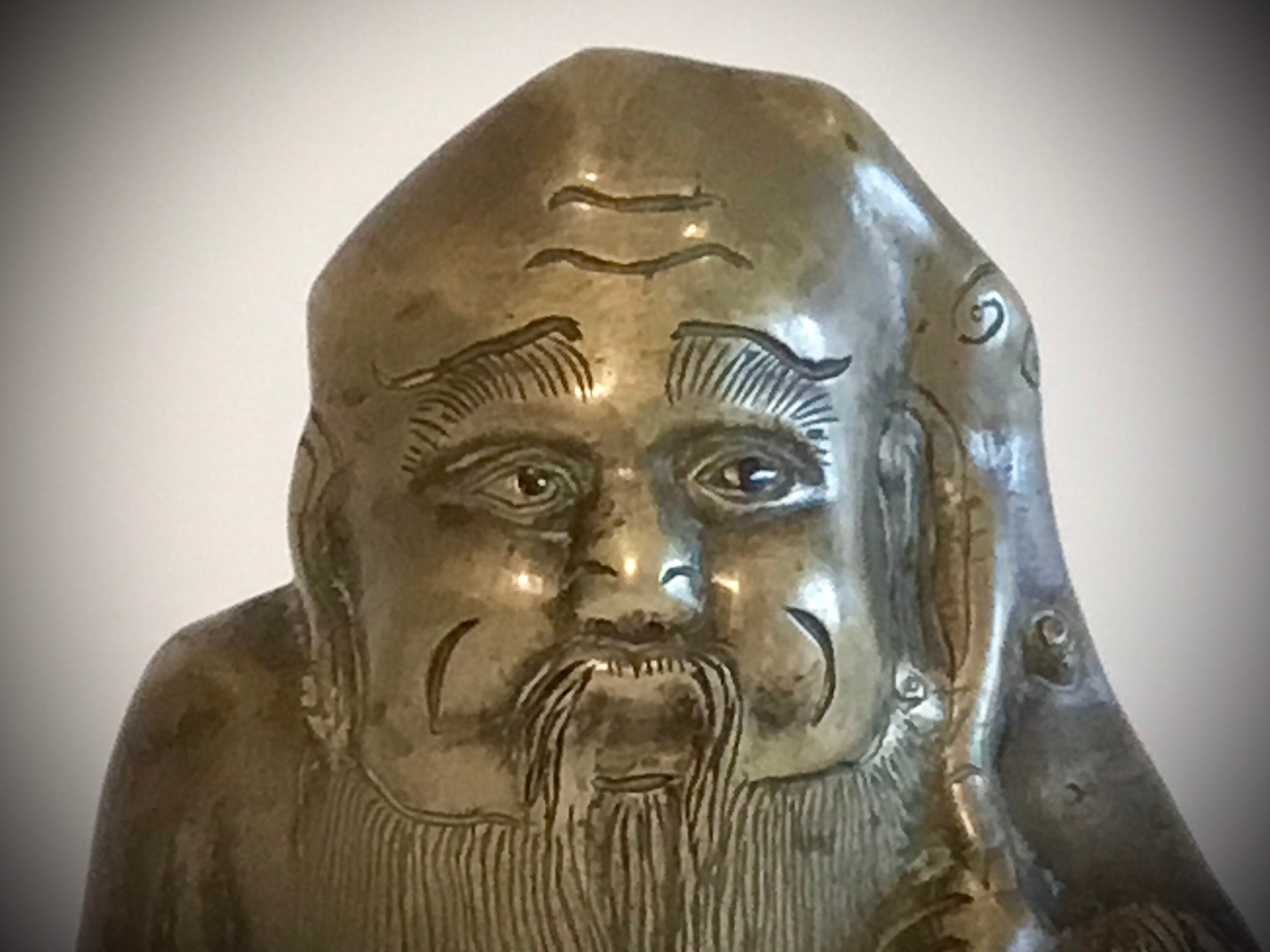 Vintage Sculpture | 1900s Chinese Bronze Sage, Buddhist Philosopher Statue — photo 10 of 11