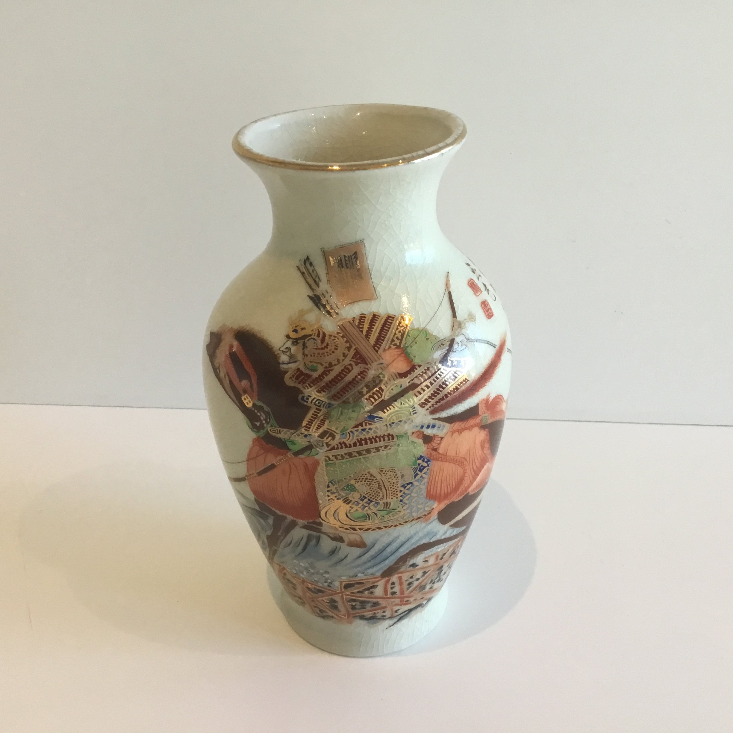 Porcelain Vase With Samurai (1970s) Made In Japan — photo 2 of 9
