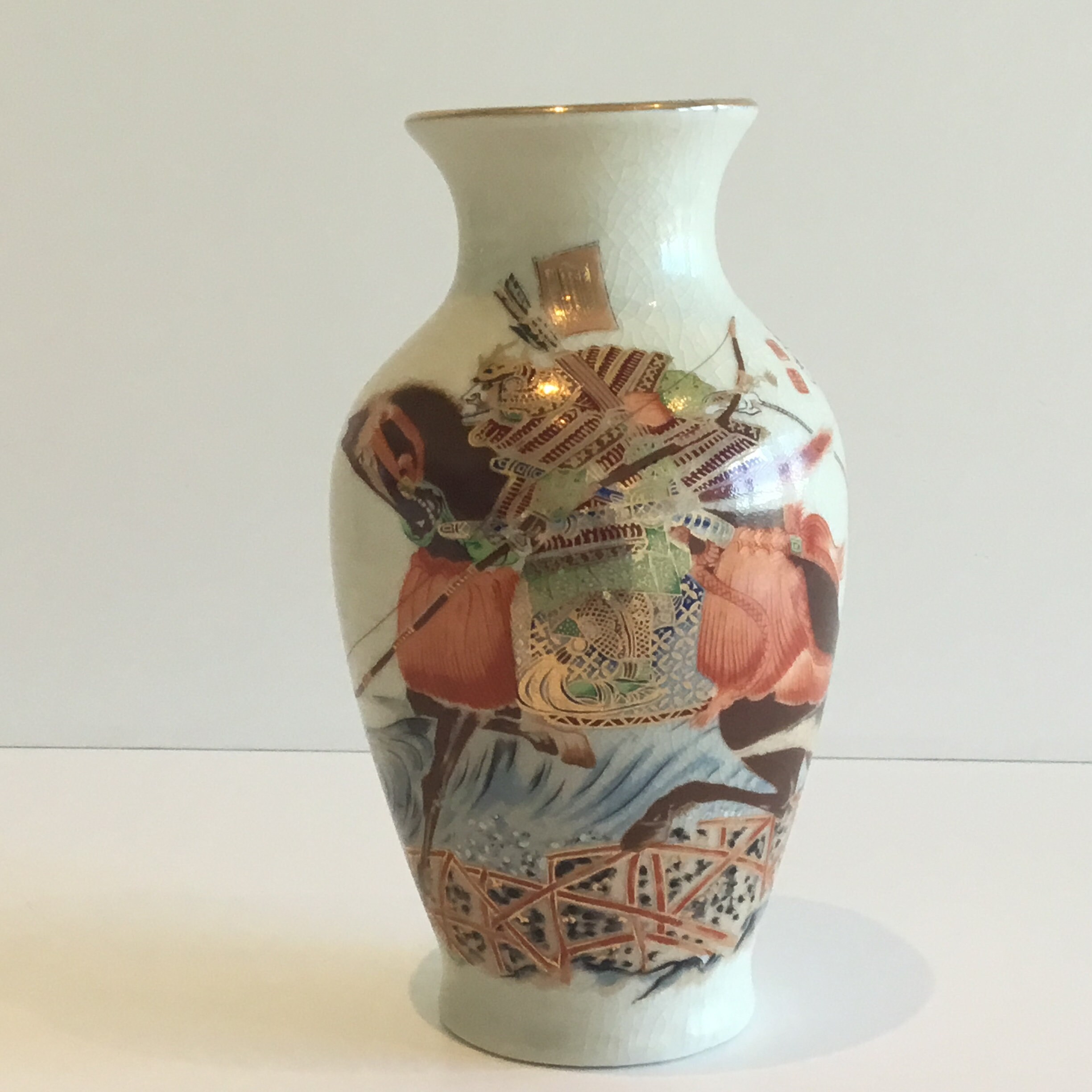 Porcelain Vase With Samurai (1970s) Made In Japan — photo 3 of 9