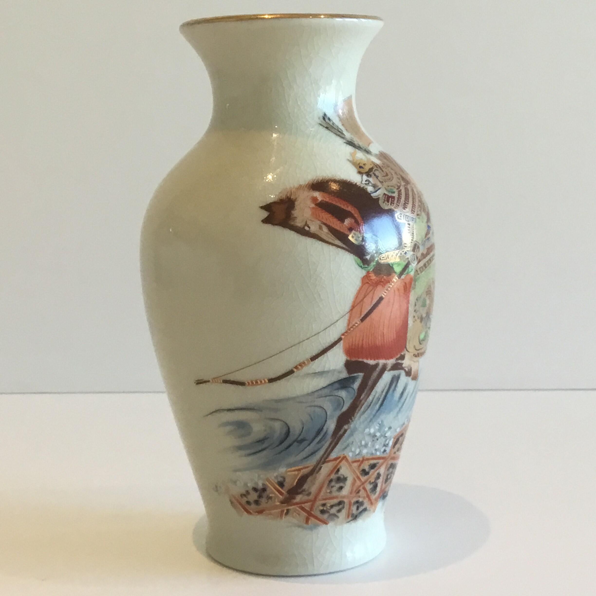 Porcelain Vase With Samurai (1970s) Made In Japan — photo 6 of 9