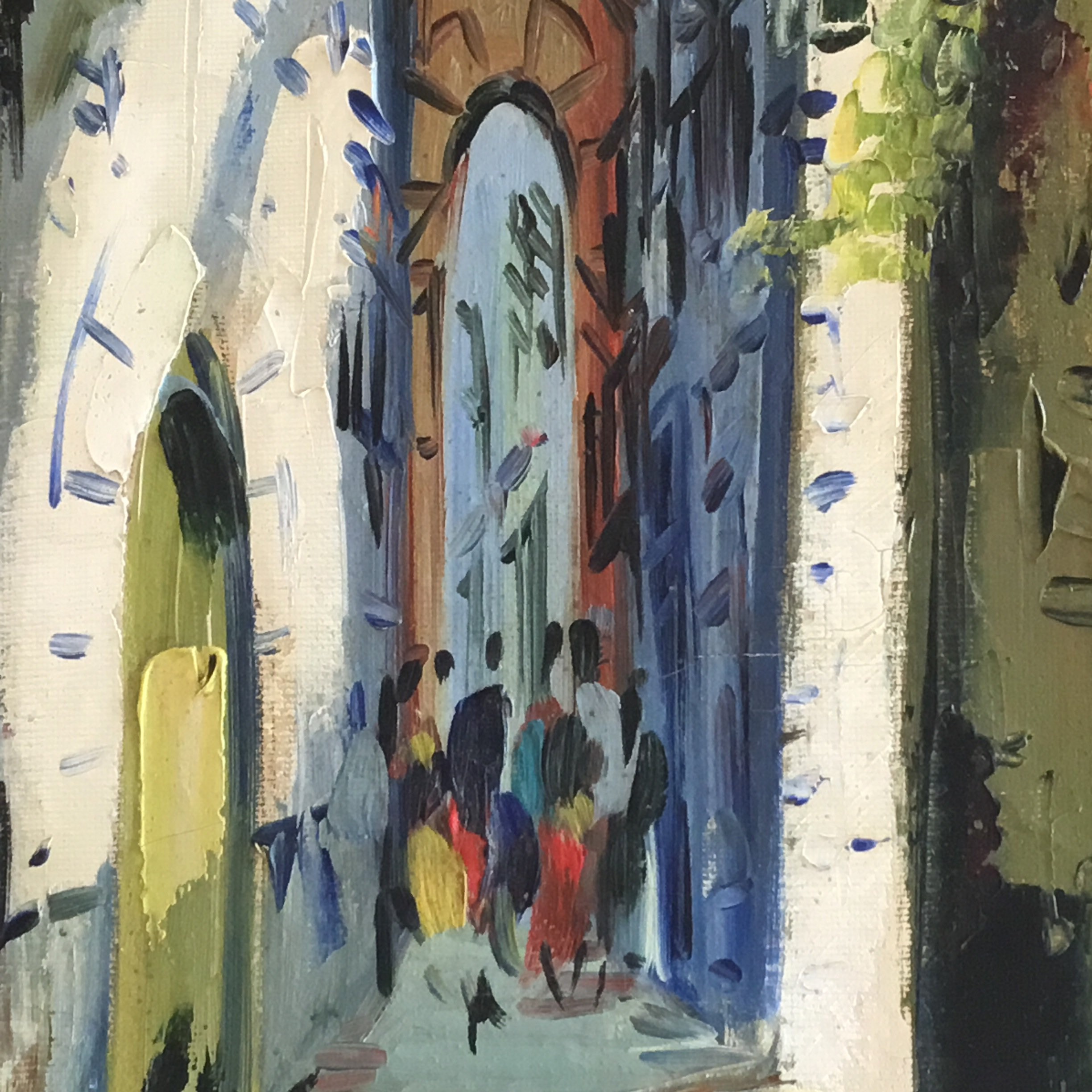 Vintage Painting | 1940s French Riviera Alley by Robert Goy, Akoun Catalog Artist — photo 5 of 7
