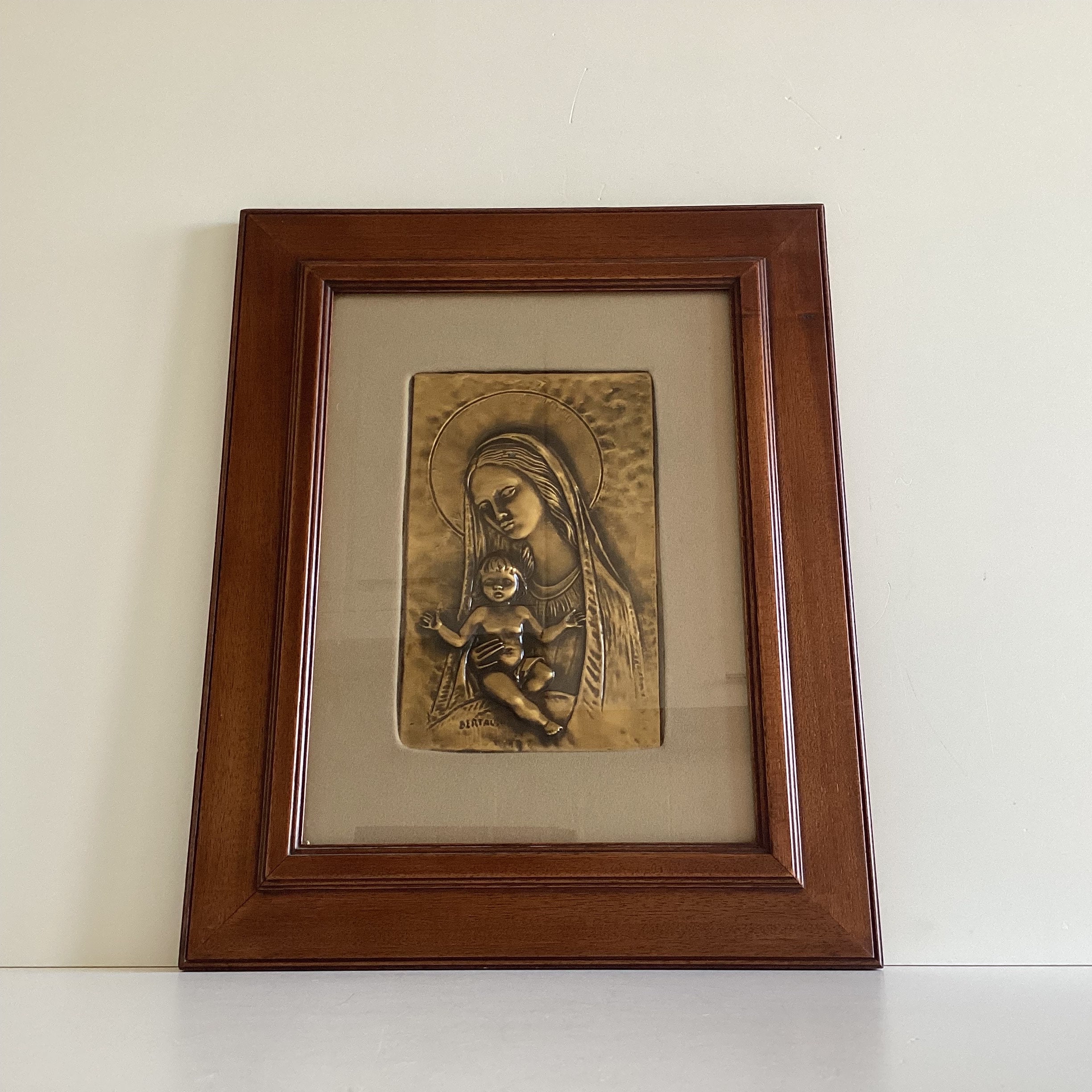 Vintage Icon | Aldo Bertagna Madonna with Child, 1970s Bronzed Copper Art — photo 2 of 5