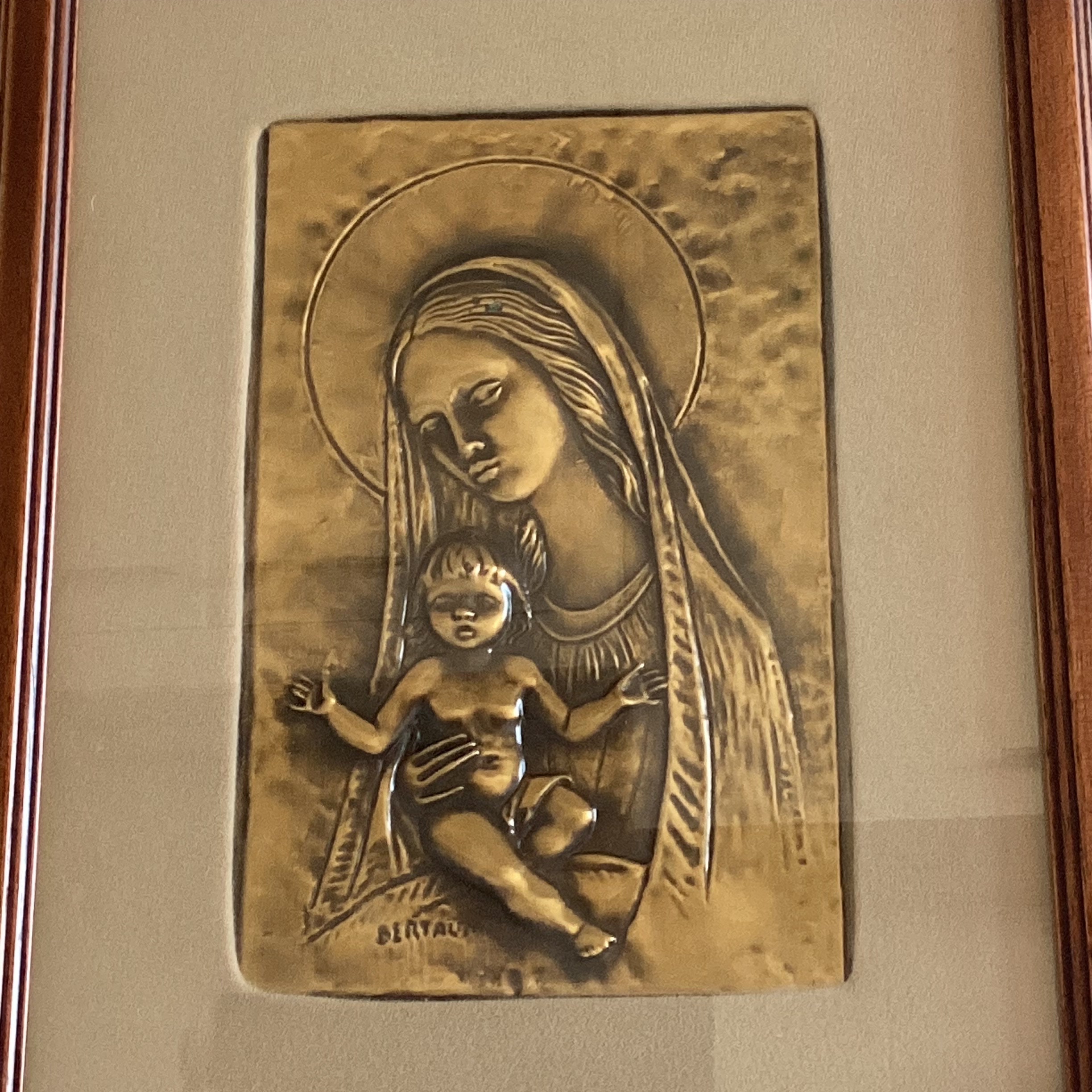 Vintage Icon | Aldo Bertagna Madonna with Child, 1970s Bronzed Copper Art — photo 3 of 5