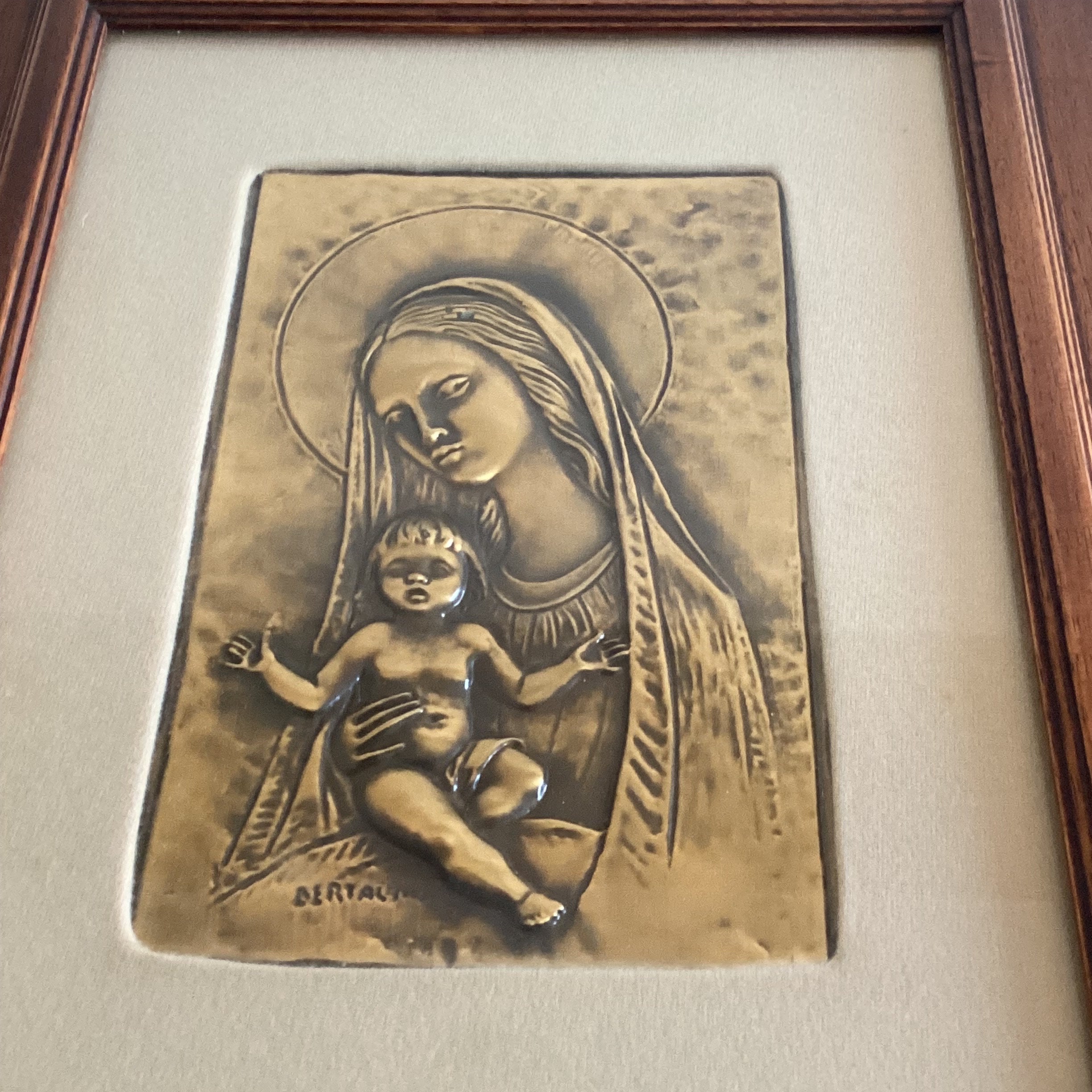 Vintage Icon | Aldo Bertagna Madonna with Child, 1970s Bronzed Copper Art — photo 5 of 5