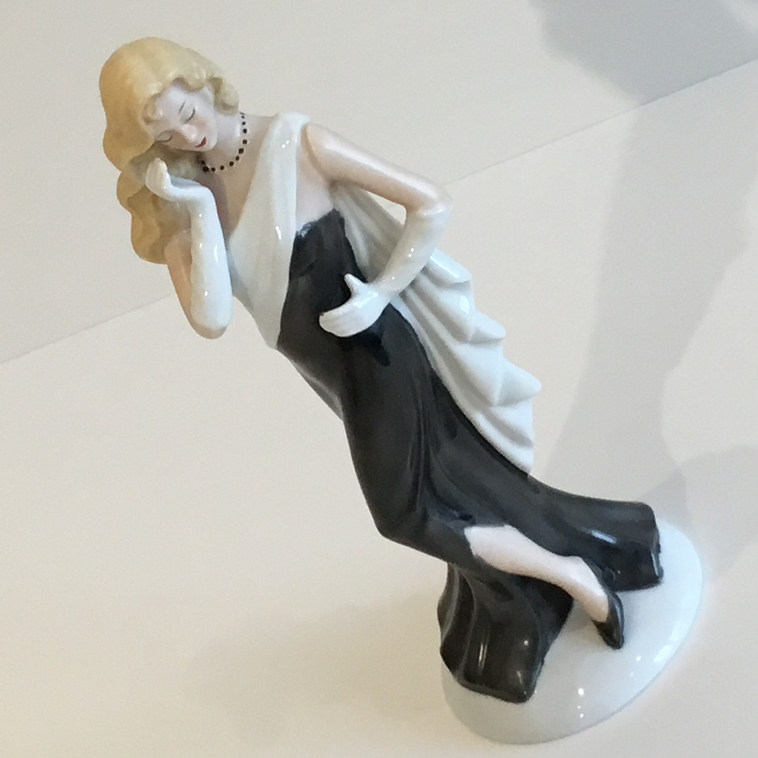 Vintage Porcelain Figurine | 1960s French Elegant Lady, Hand Painted Collectible — photo 2 of 11