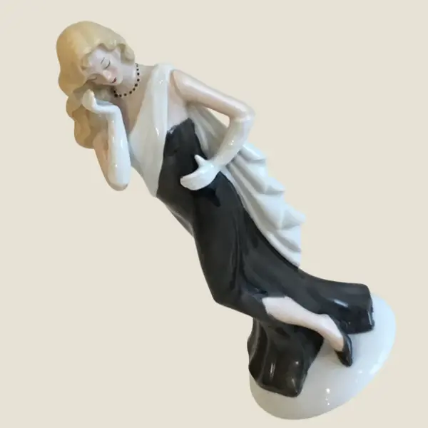 Vintage Porcelain Figurine | 1960s French Elegant Lady, Hand Painted Collectible