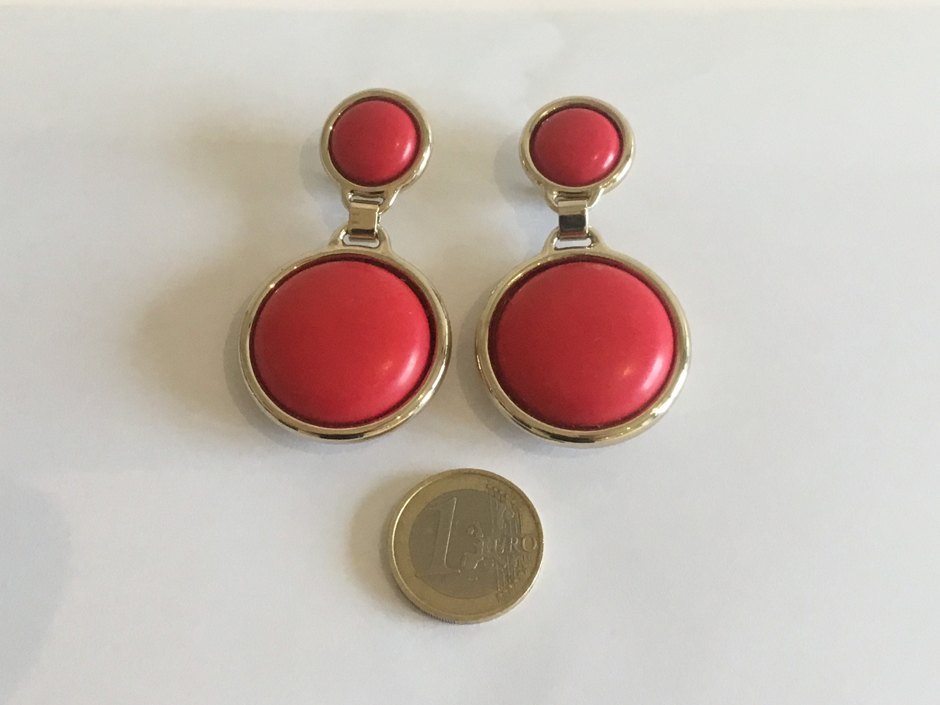 Vintage Earrings | Elie Saab Gold Plated Red Resin, Italian Designer Dangle Earrings — photo 4 of 7