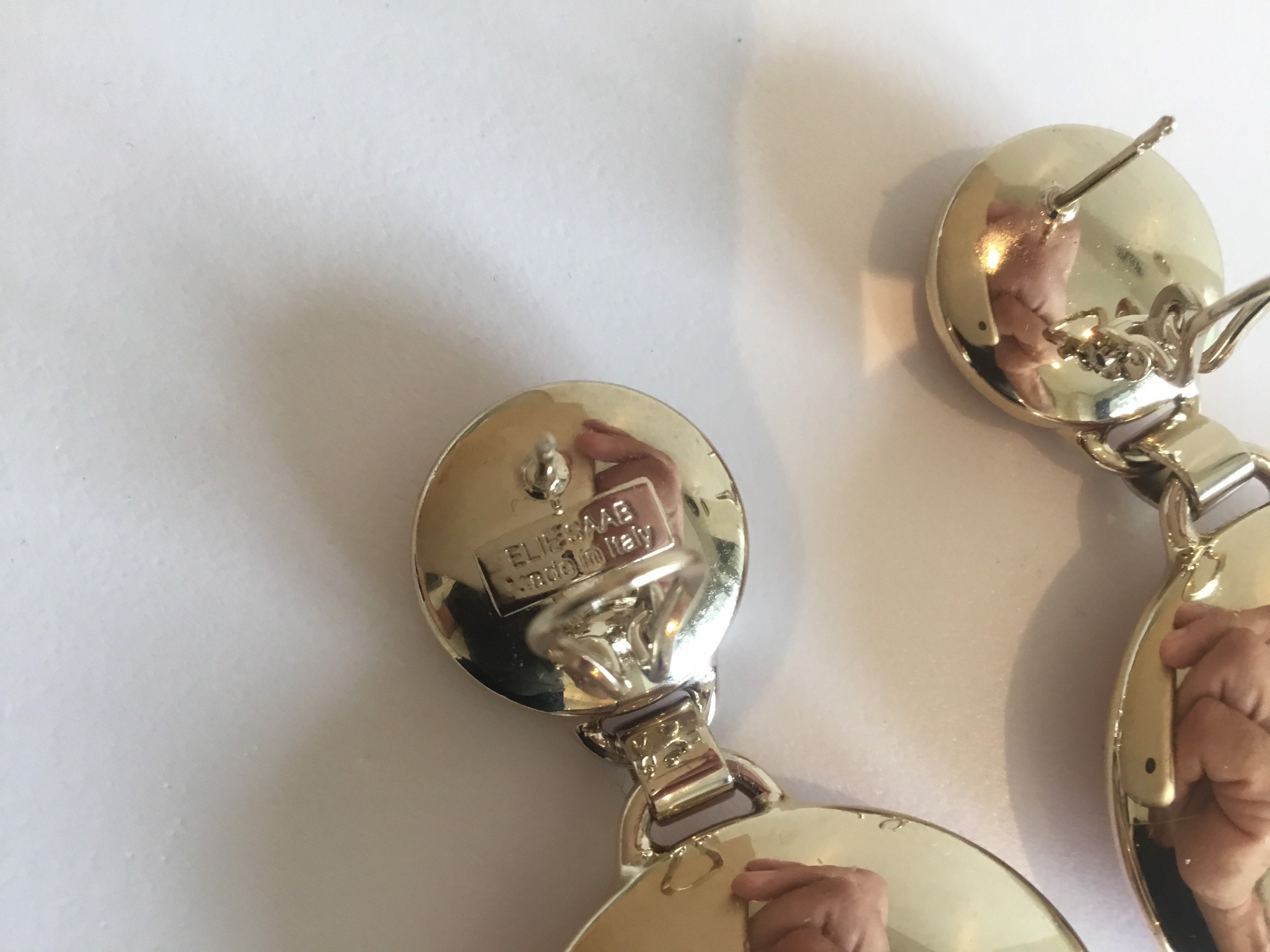 Vintage Earrings | Elie Saab Gold Plated Red Resin, Italian Designer Dangle Earrings — photo 6 of 7