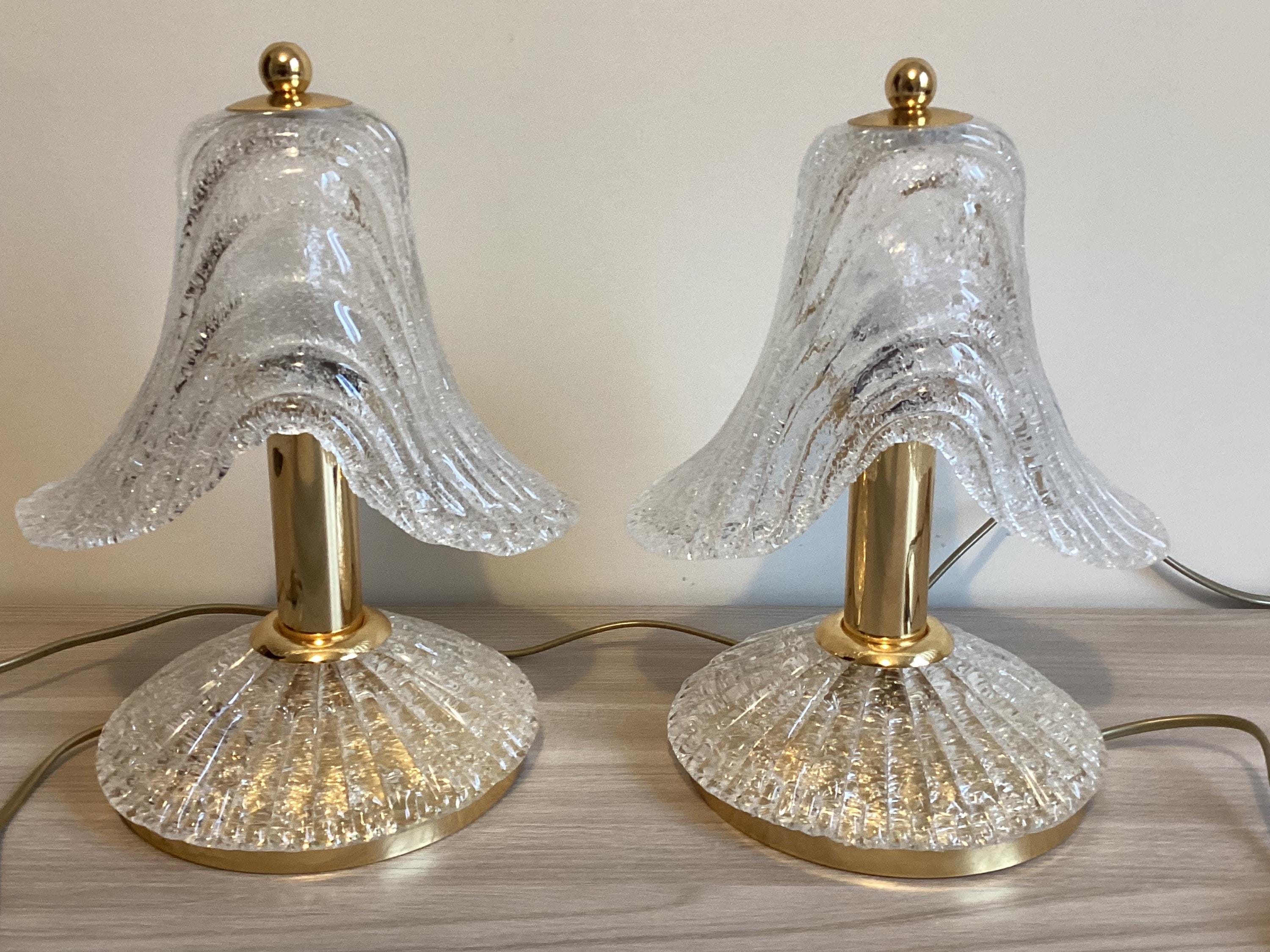 Vintage Murano Lamps | 1980s White "Graniglia" Glass Pair, Crystalline Italian Lighting — photo 4 of 8
