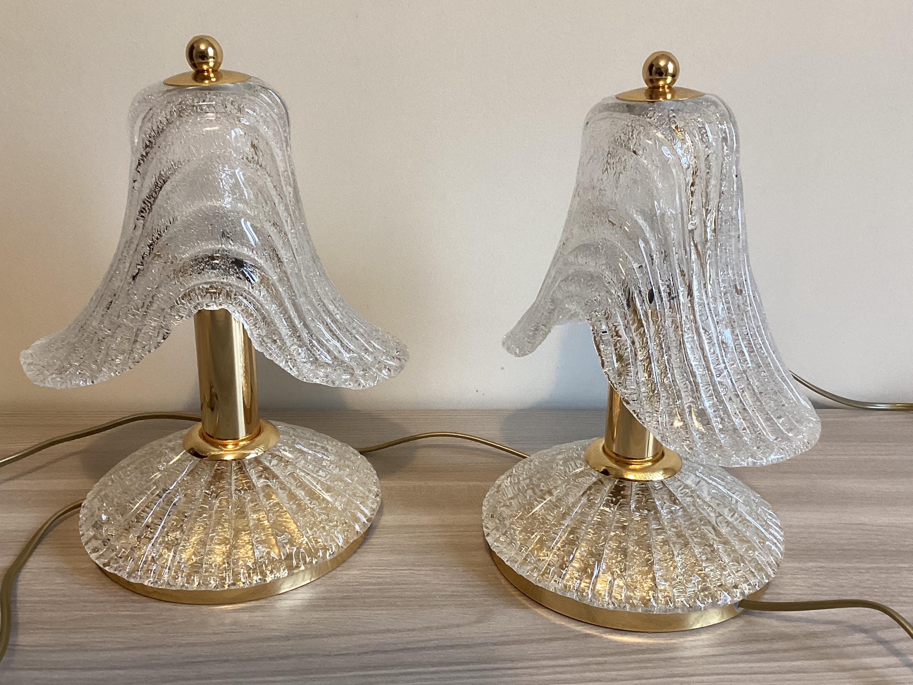 Vintage Murano Lamps | 1980s White "Graniglia" Glass Pair, Crystalline Italian Lighting — photo 5 of 8