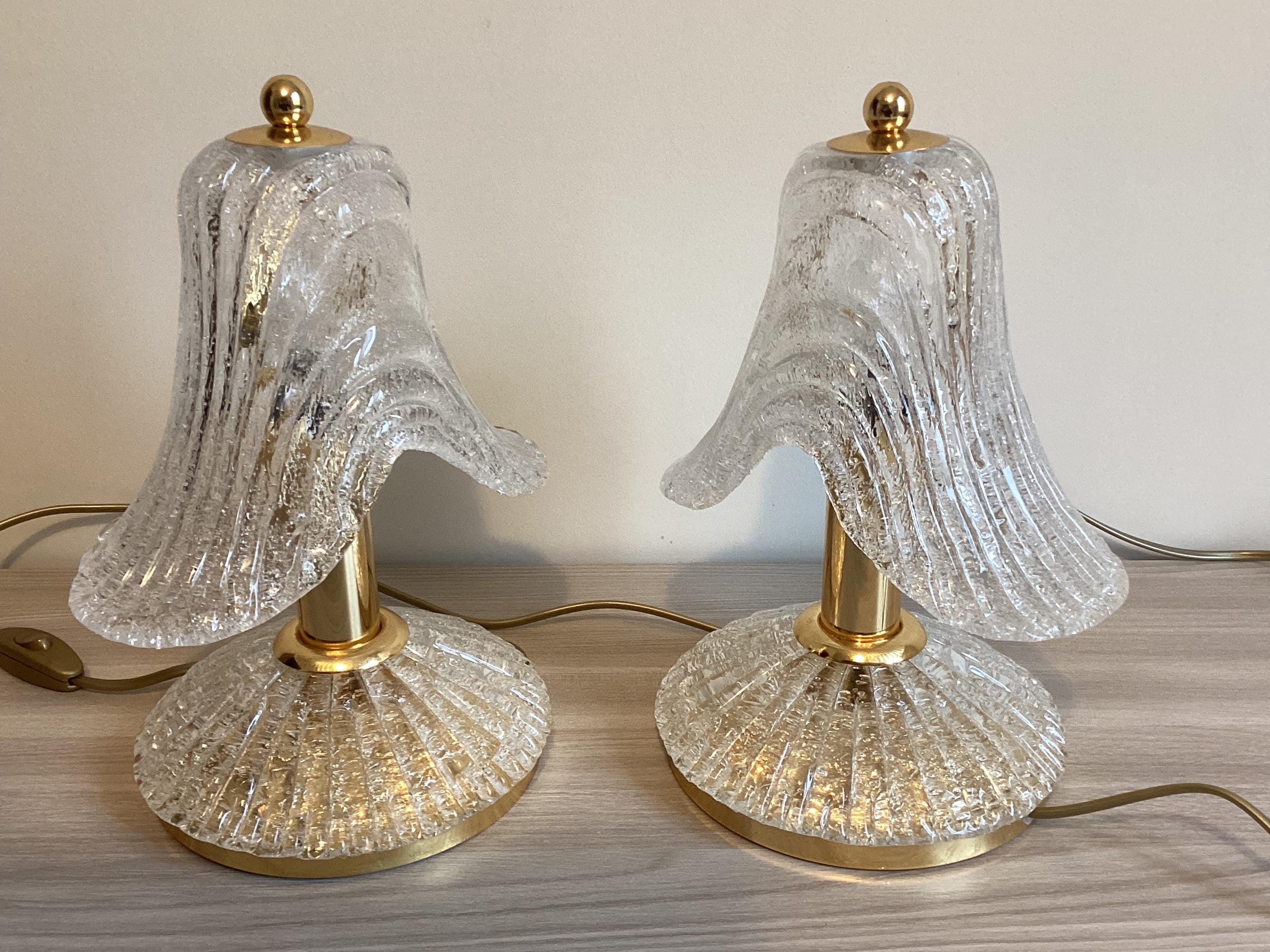 Vintage Murano Lamps | 1980s White "Graniglia" Glass Pair, Crystalline Italian Lighting — photo 6 of 8